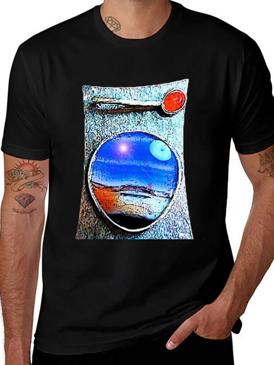 Camiseta Negra con Diseño Artístico Abstracto