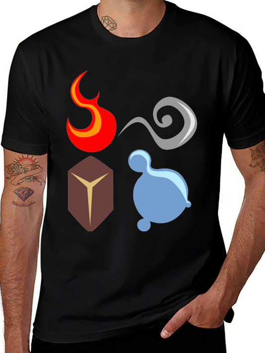 Camiseta Elementos: Fuego Aire Tierra Agua - Diseño Único