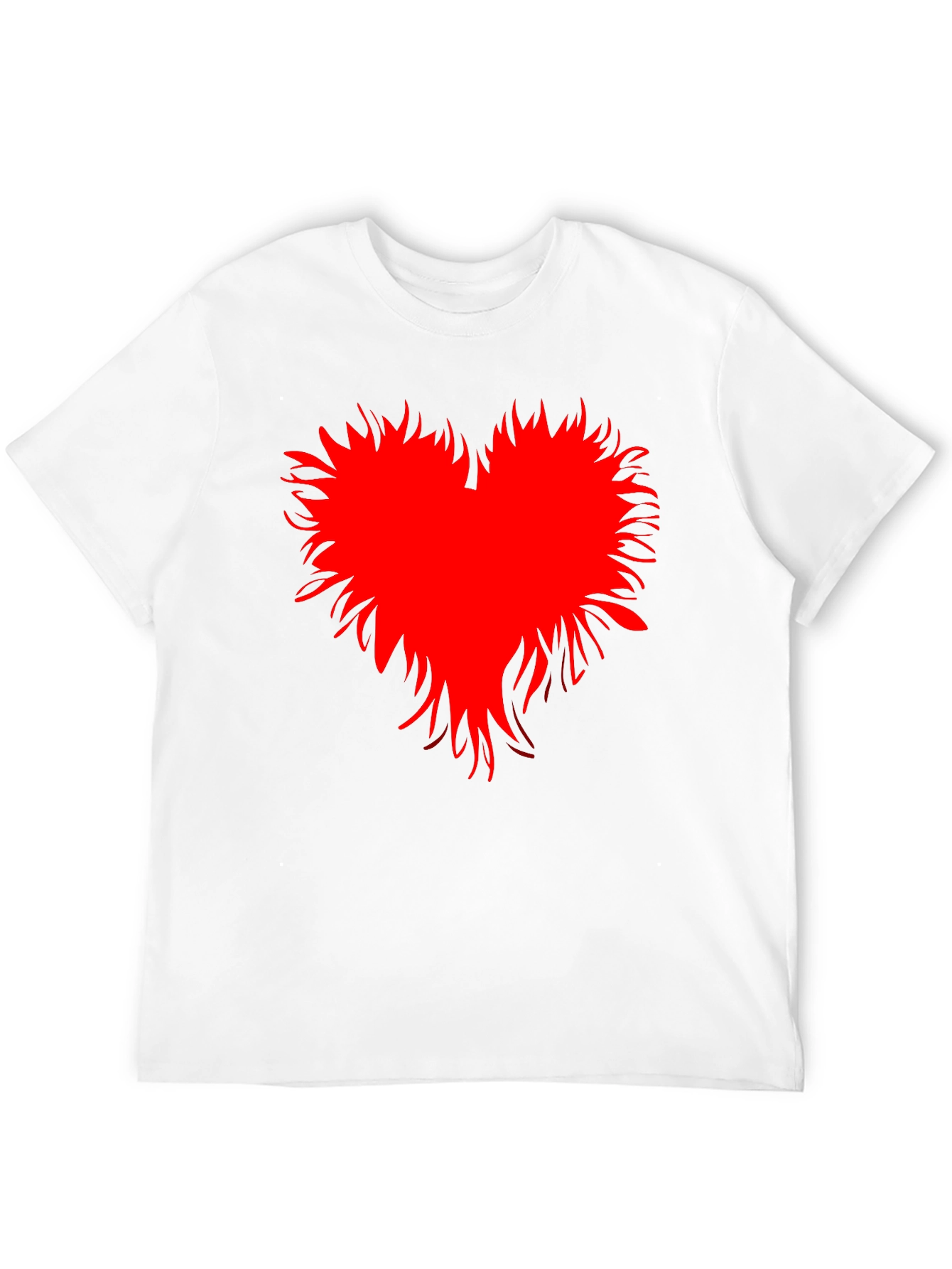 Camiseta Negra con Corazón Rojo Abstracto