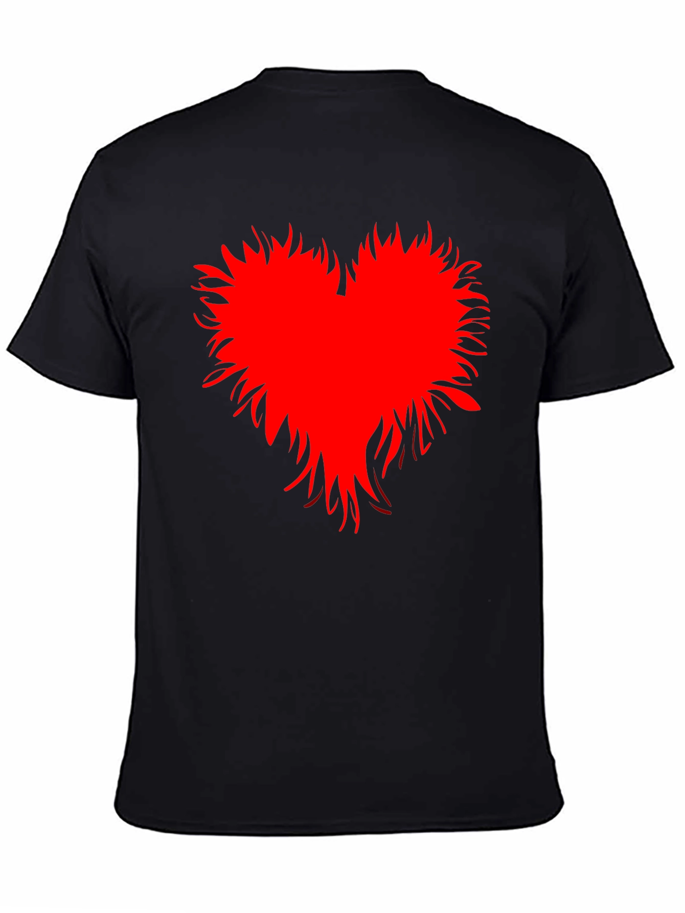 Camiseta Negra con Corazón Rojo Abstracto