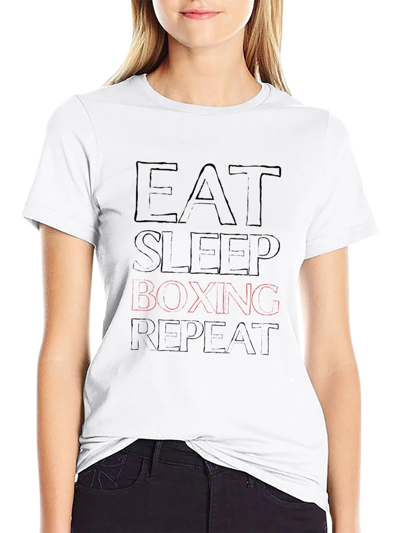 Camiseta Negra Eat Sleep Boxing Repeat