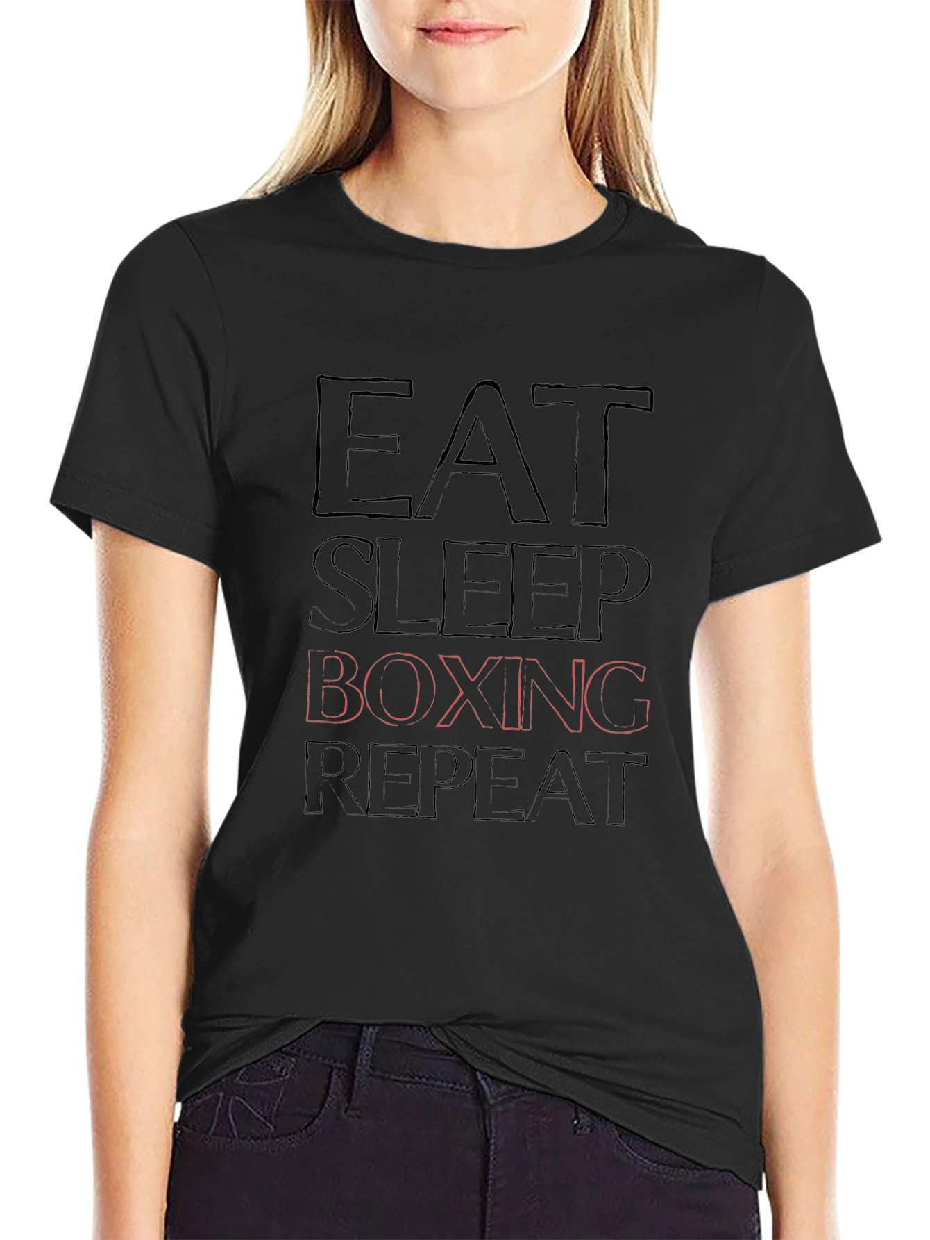 Camiseta Negra Eat Sleep Boxing Repeat
