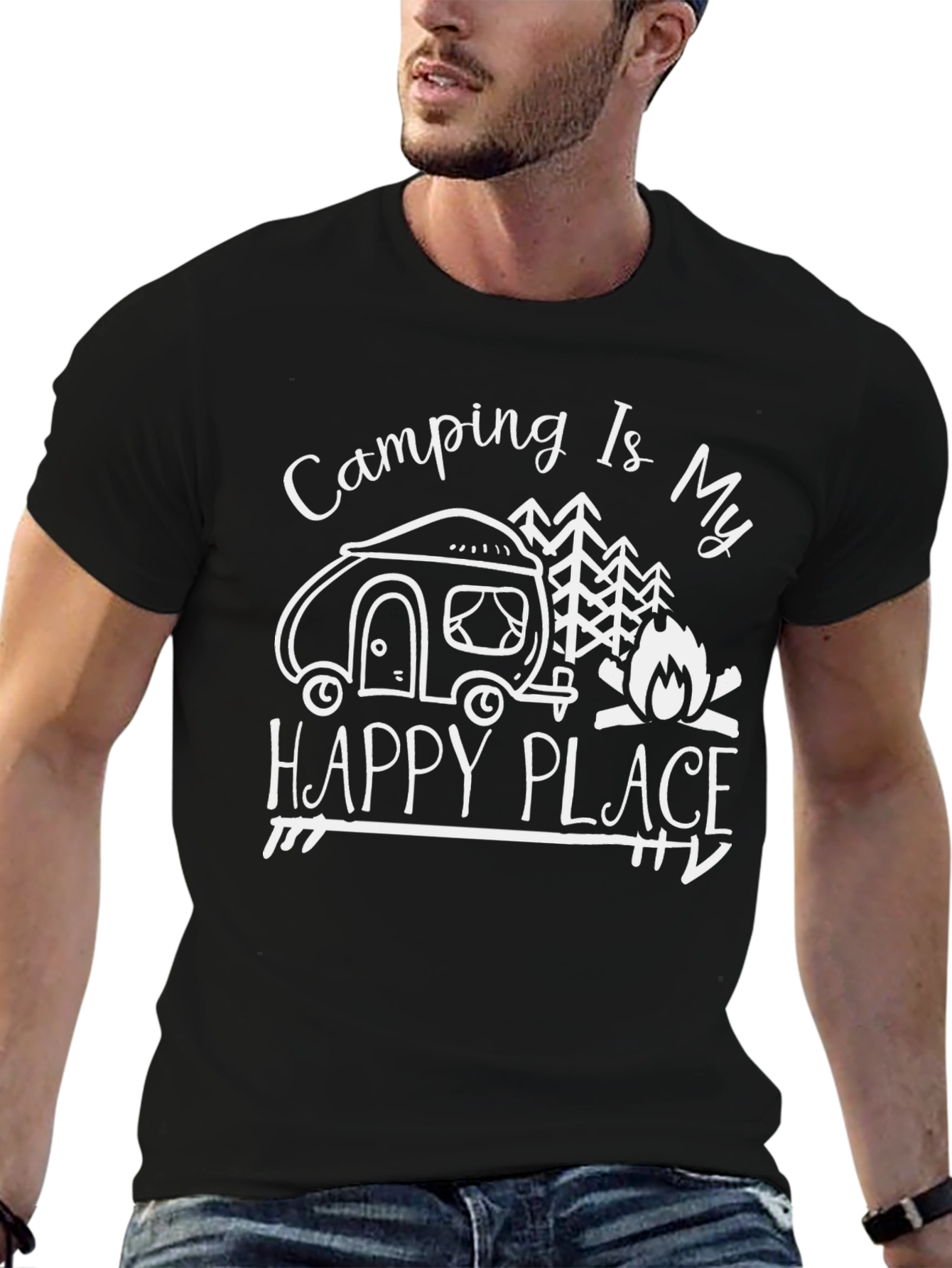 Camiseta Negra Camping Is My Happy Place