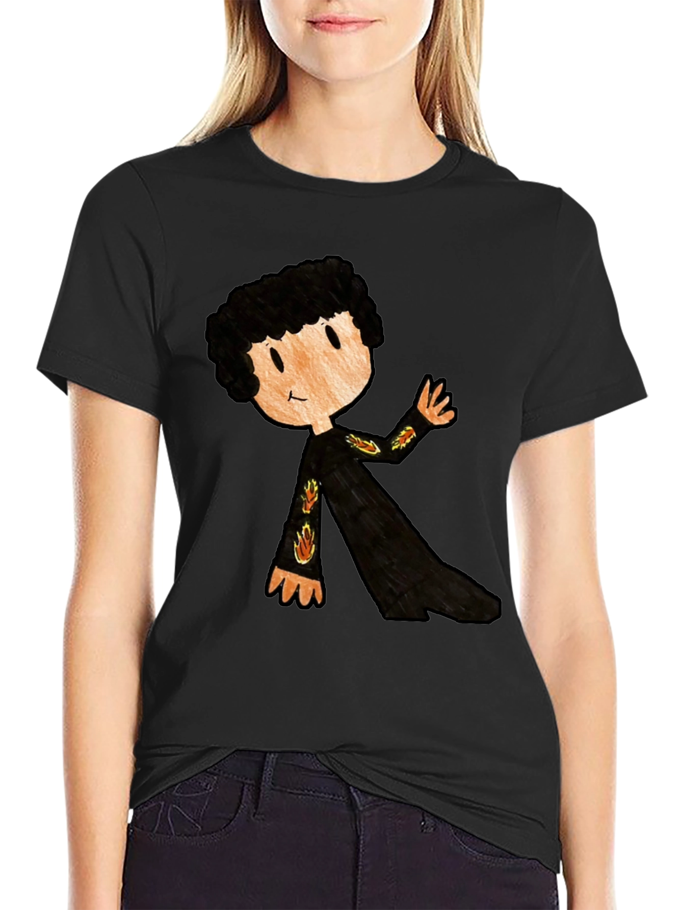 Camiseta Negra con Dibujo Infantil