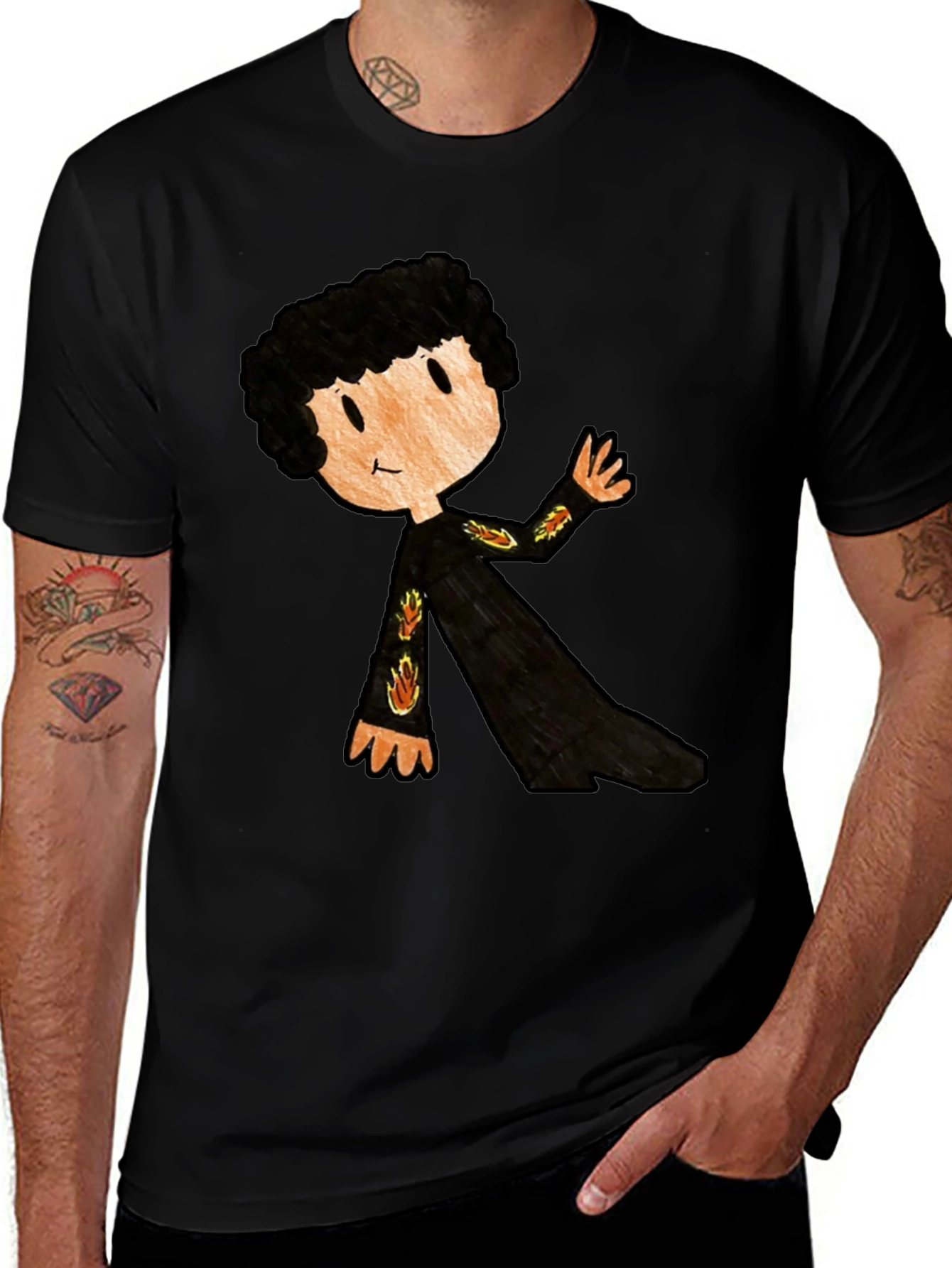 Camiseta Negra con Dibujo Infantil