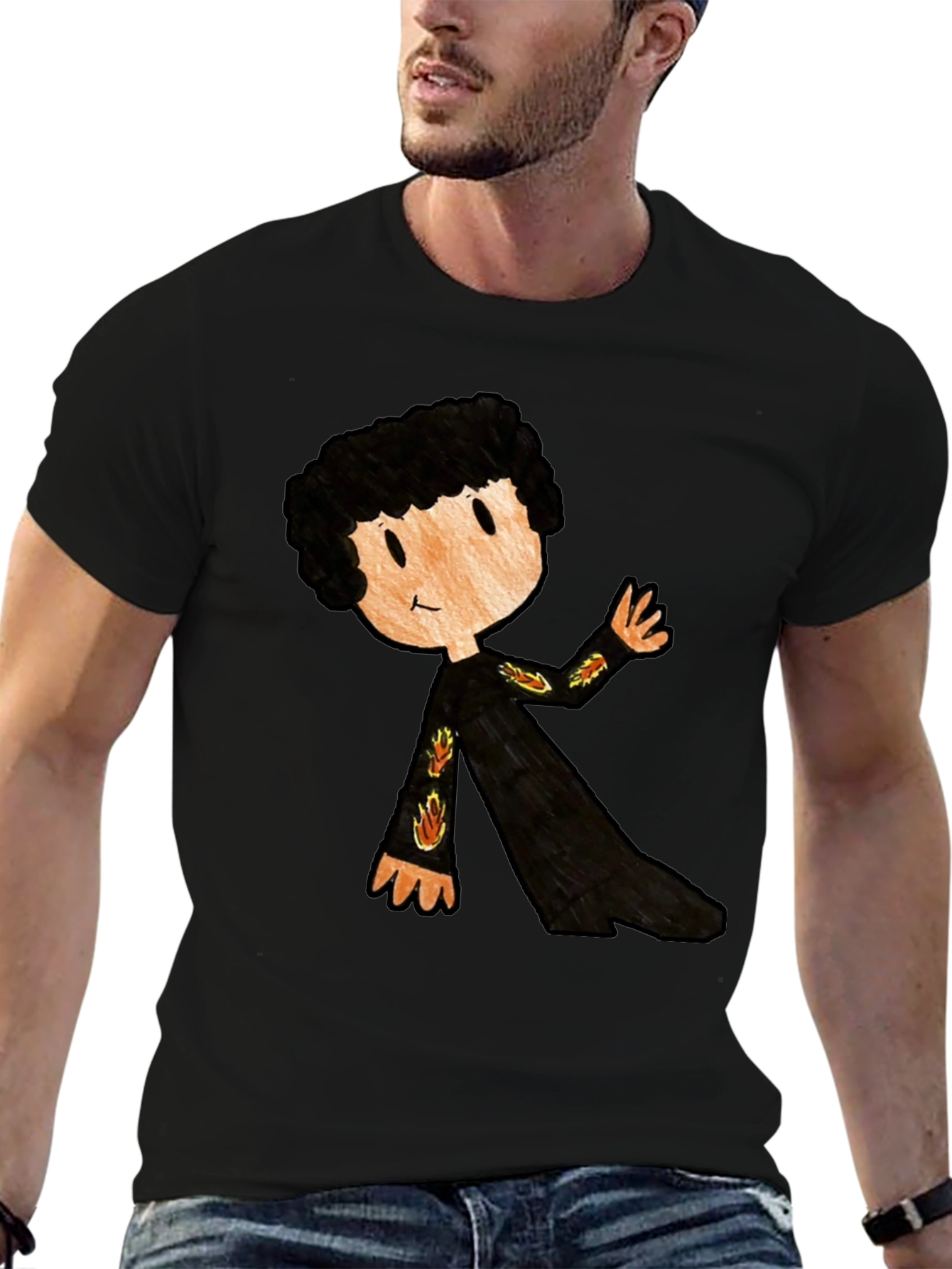 Camiseta Negra con Dibujo Infantil