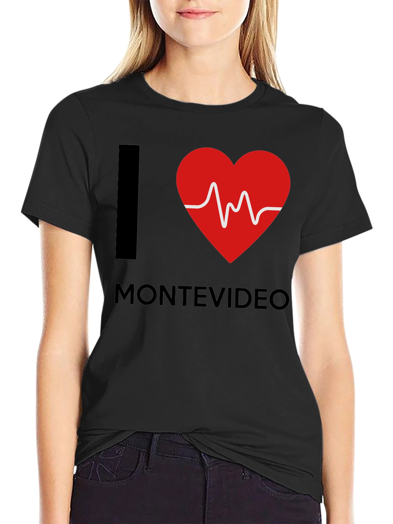 Camiseta I ❤️ Montevideo Negra
