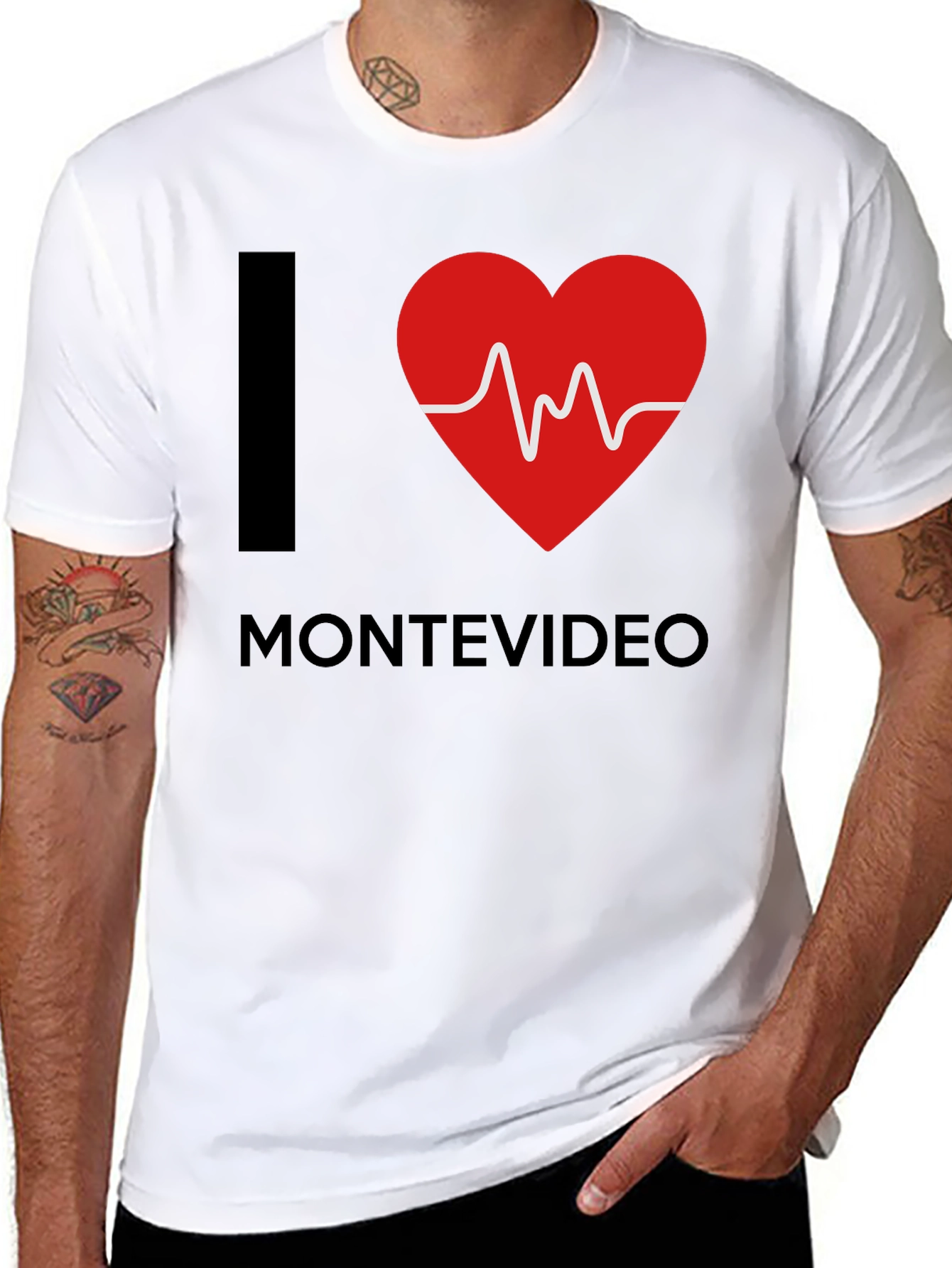 Camiseta I ❤️ Montevideo Negra