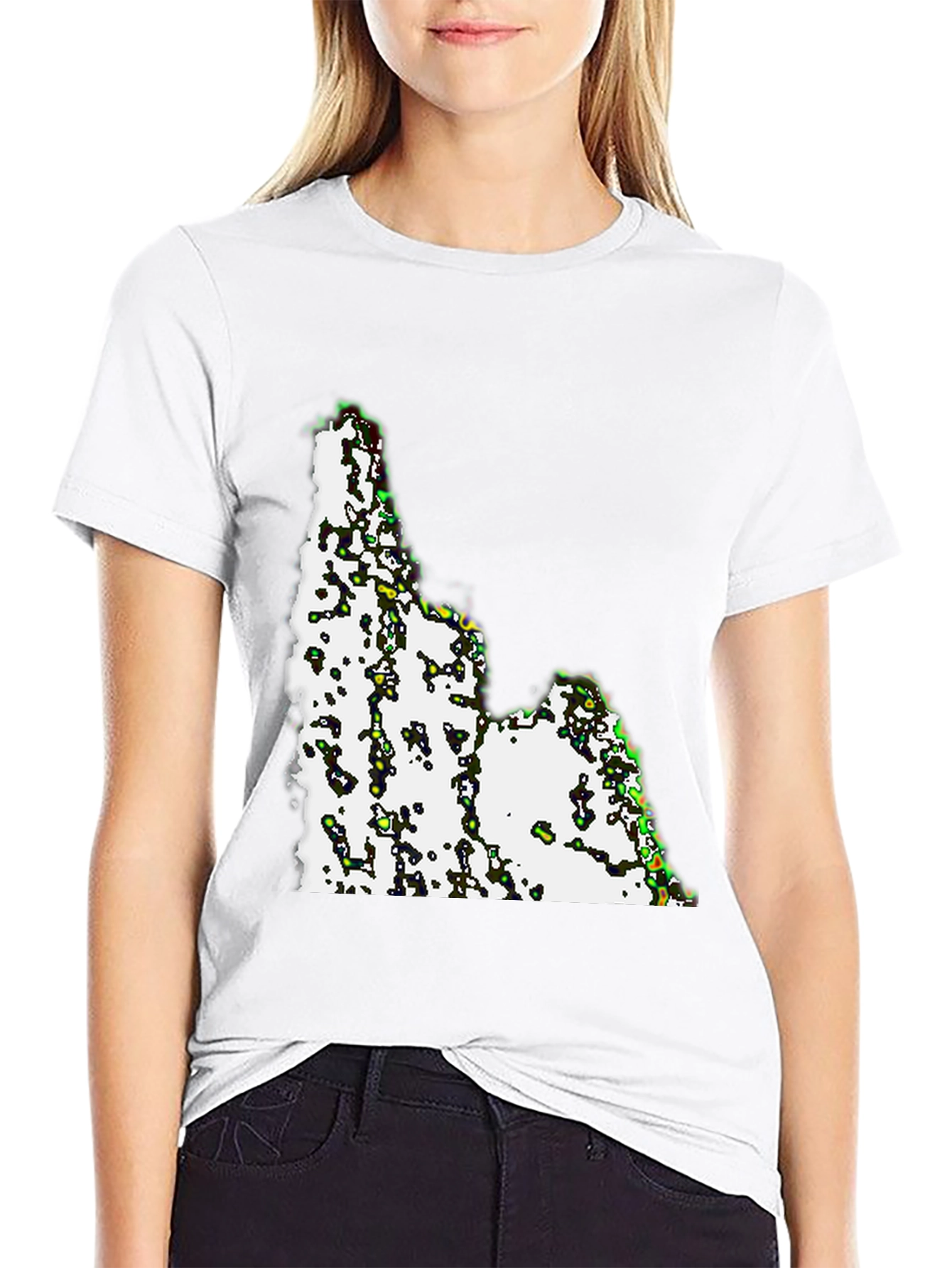 Camiseta Negra con Diseño Abstracto Idaho