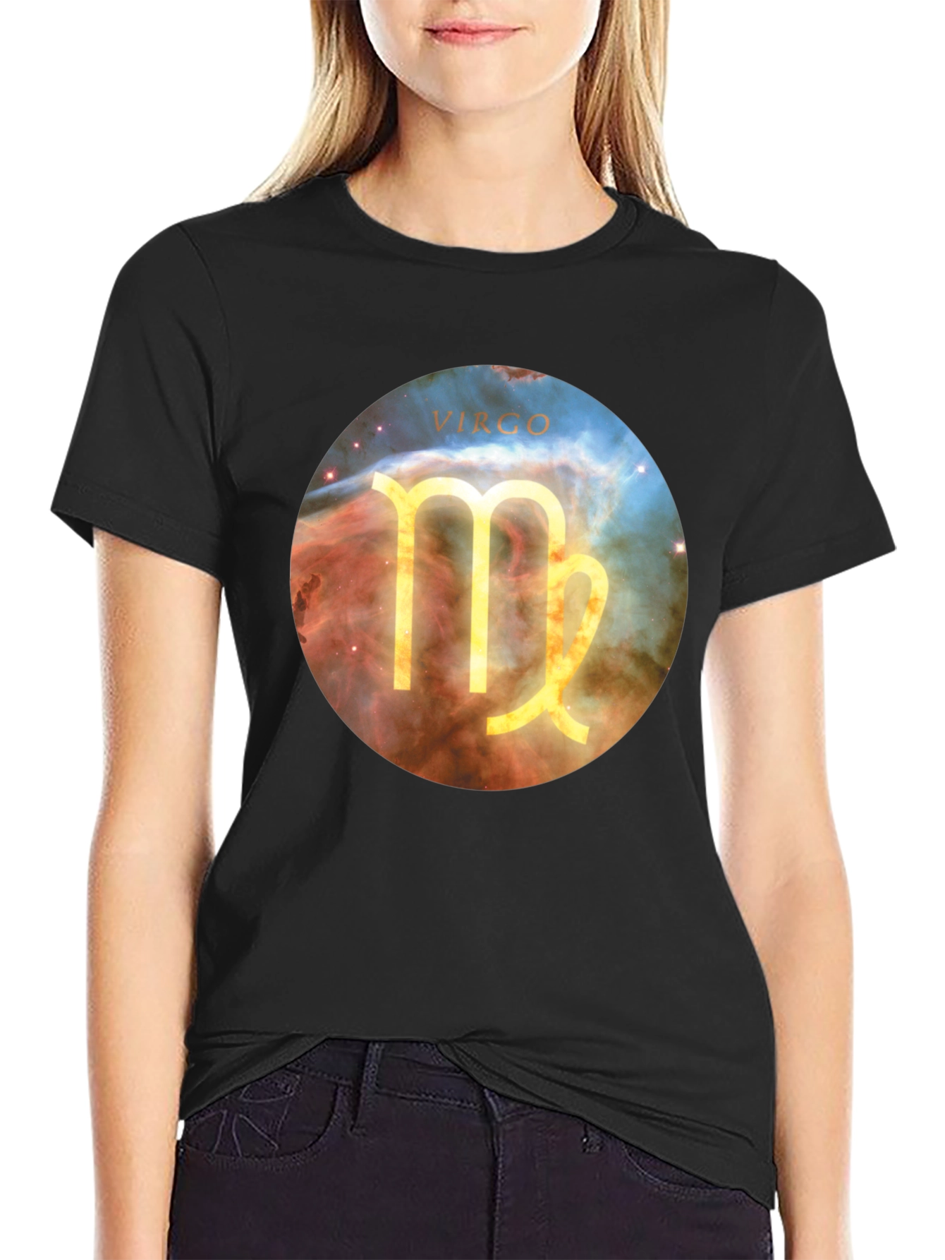 Camiseta Negra Virgo Zodiaco Universo