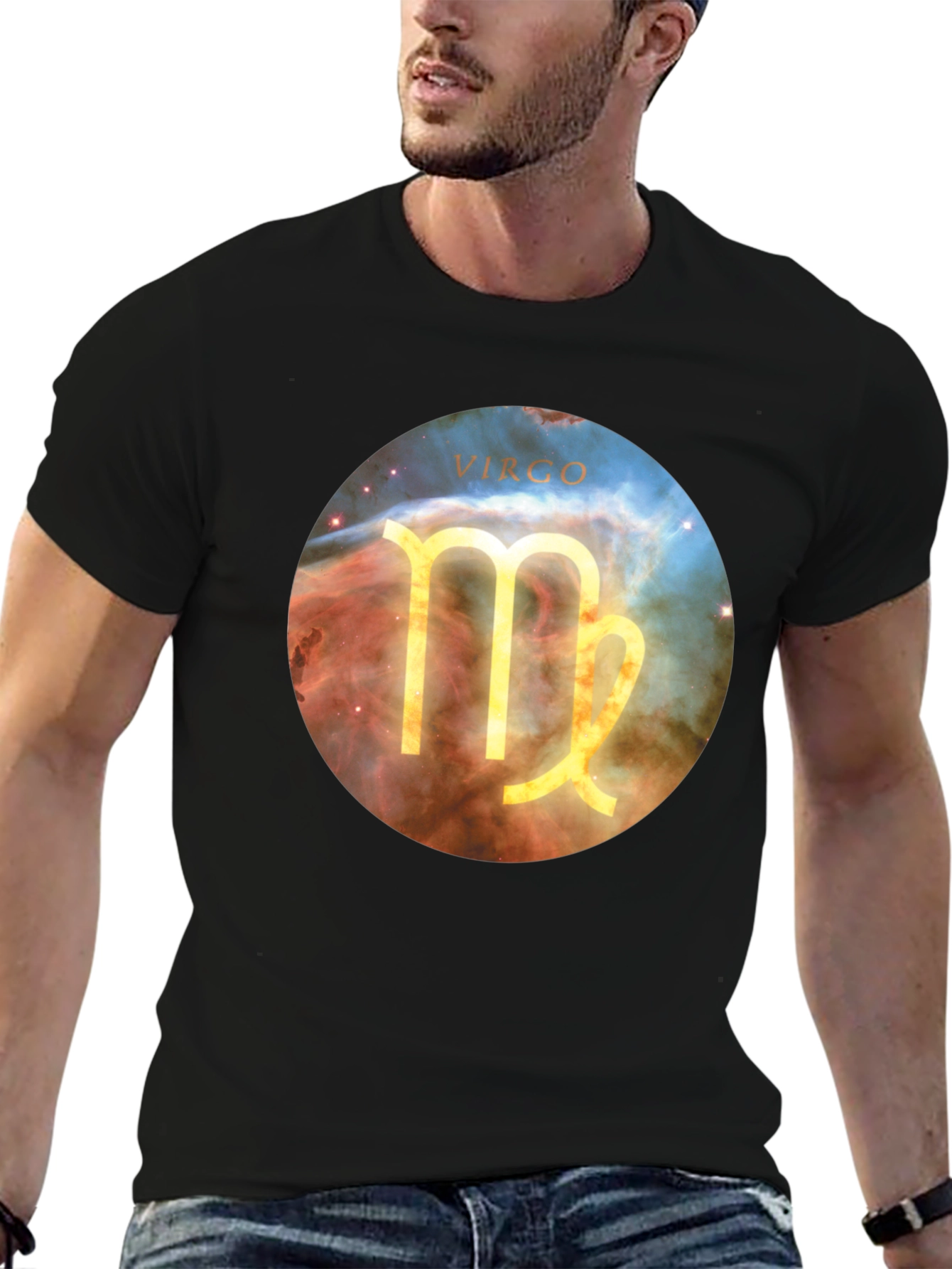 Camiseta Negra Virgo Zodiaco Universo