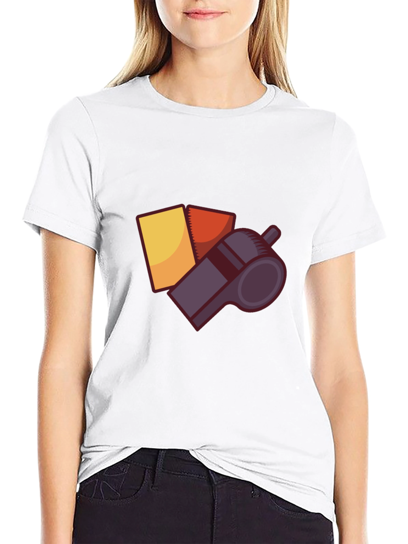 Camiseta Negra Árbitro Fútbol: Tarjetas y Silbato
