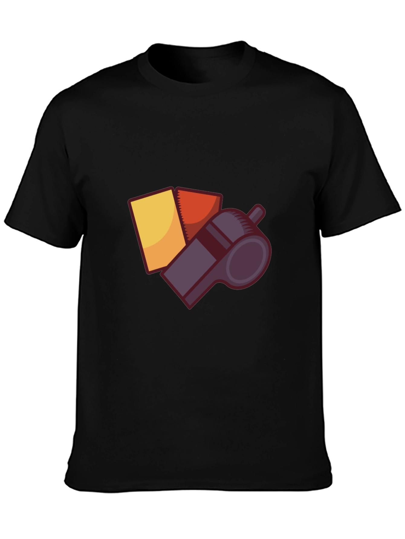 Camiseta Negra Árbitro Fútbol: Tarjetas y Silbato