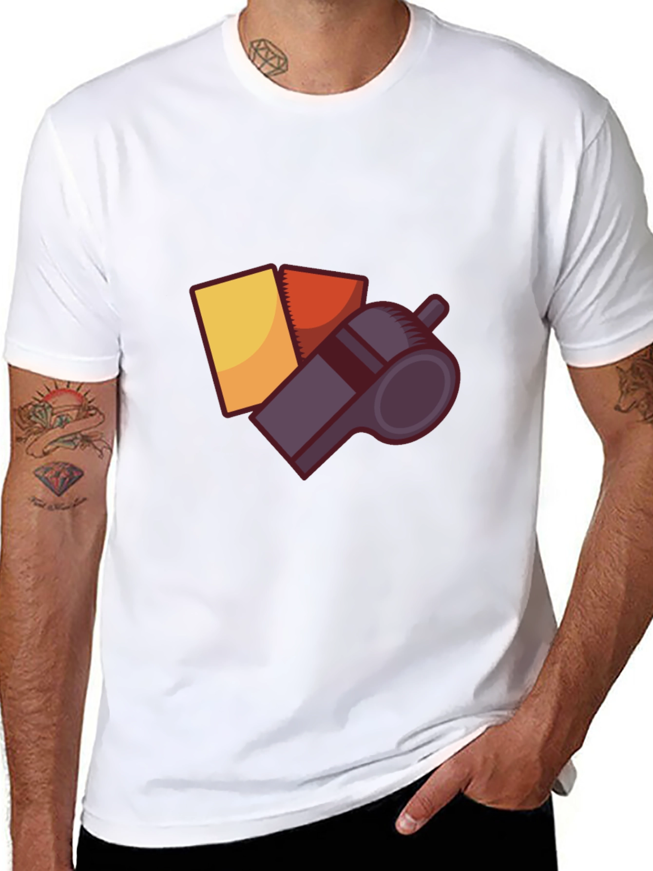 Camiseta Negra Árbitro Fútbol: Tarjetas y Silbato