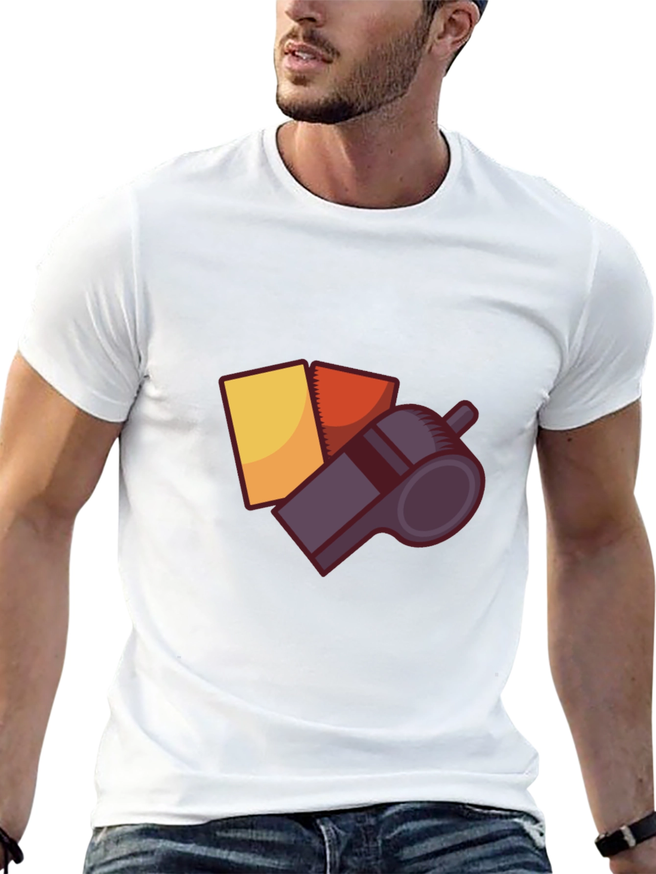 Camiseta Negra Árbitro Fútbol: Tarjetas y Silbato