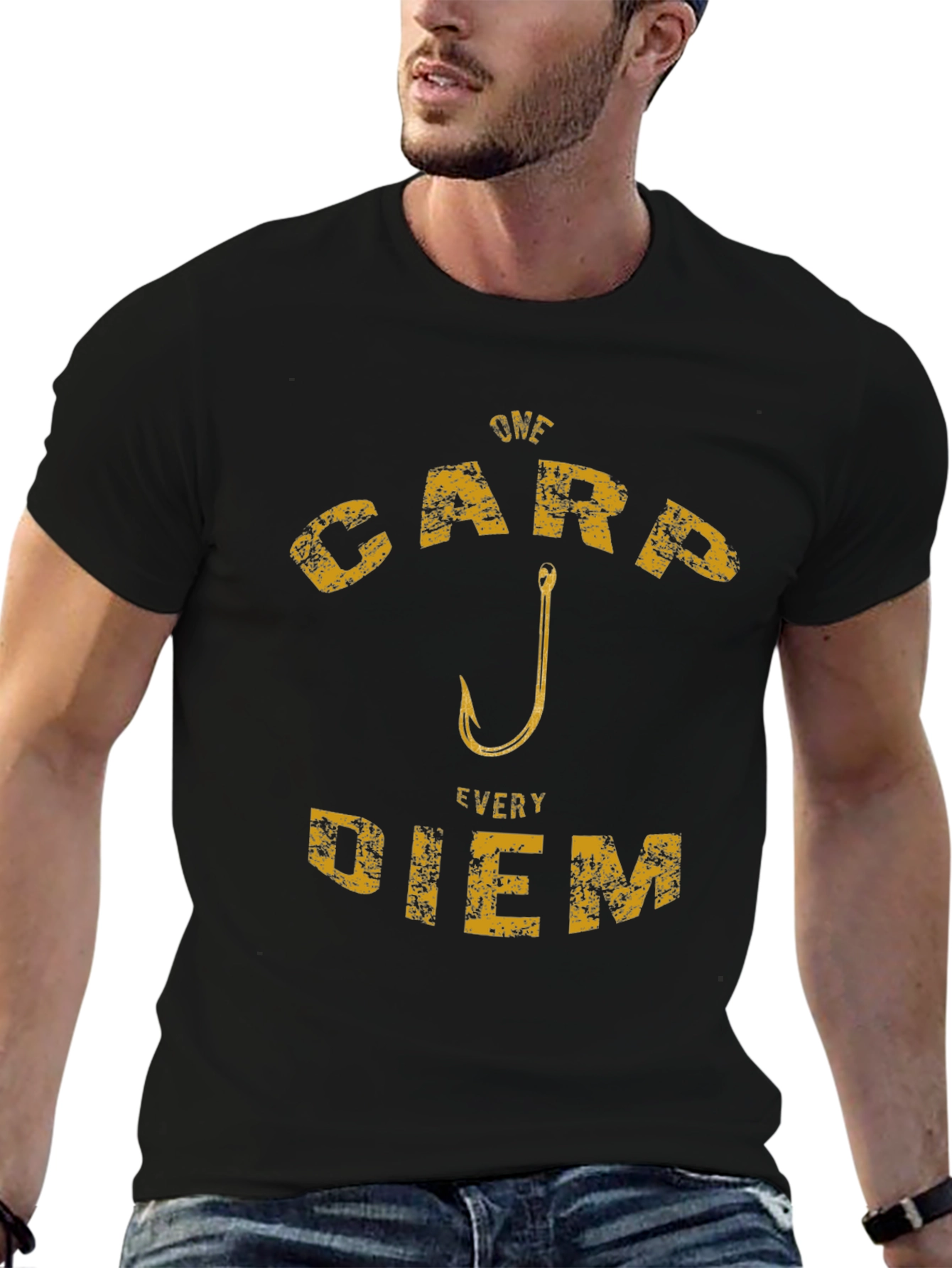 Camiseta Negra: CARP DIEM para Amantes de la Pesca