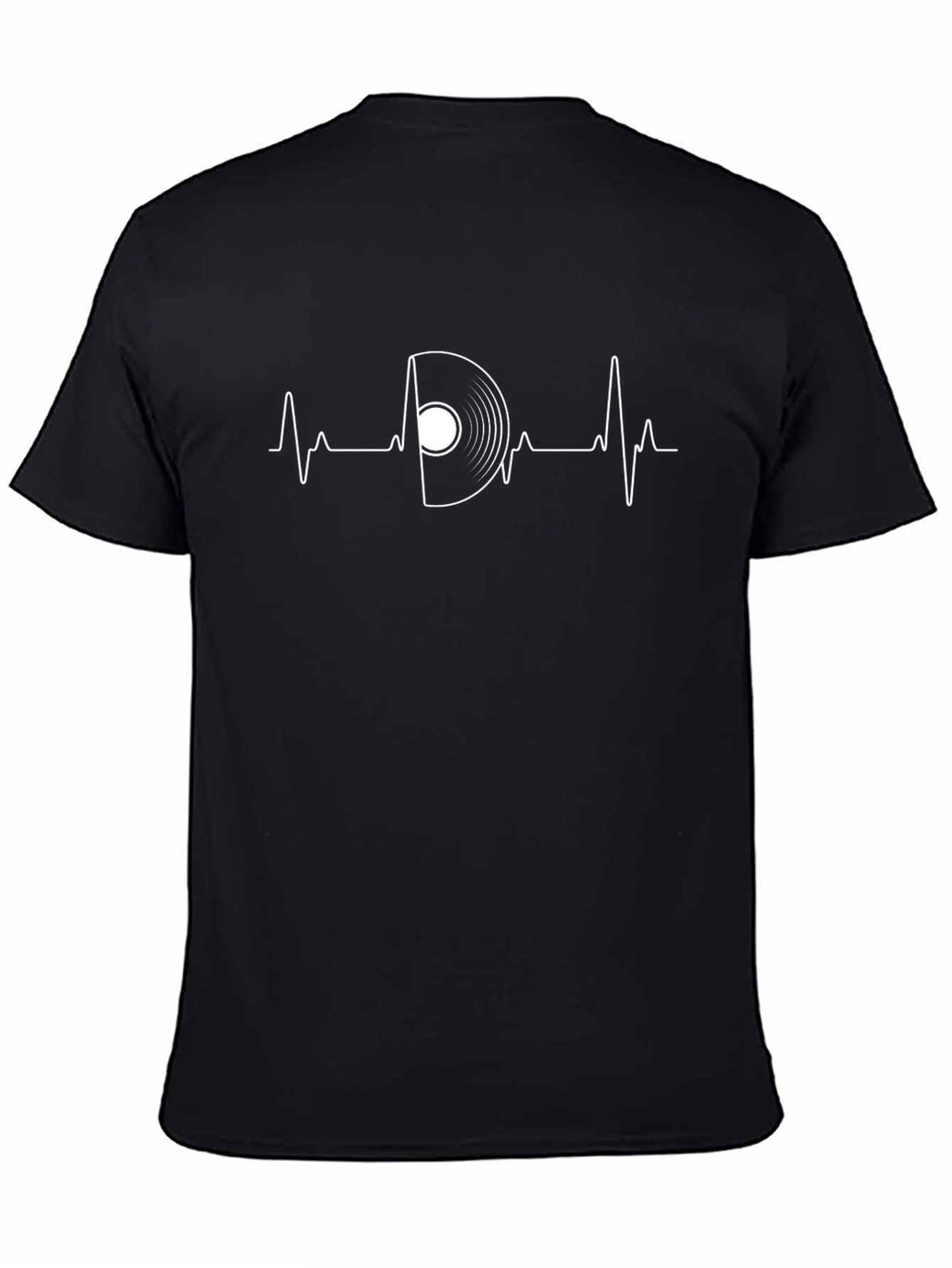 Camiseta Negra Ritmo Vinilo para Amantes de la Música