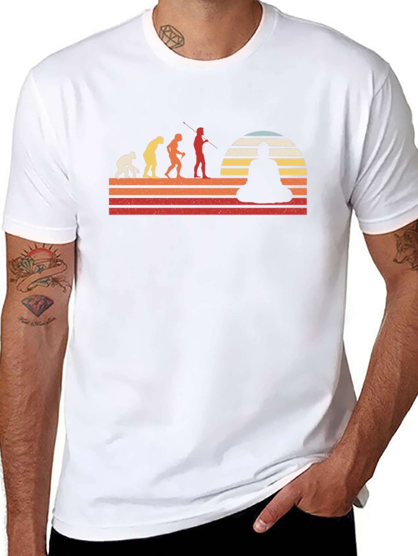 Camiseta Hombre Evolución a Buda - Estilo Retro
