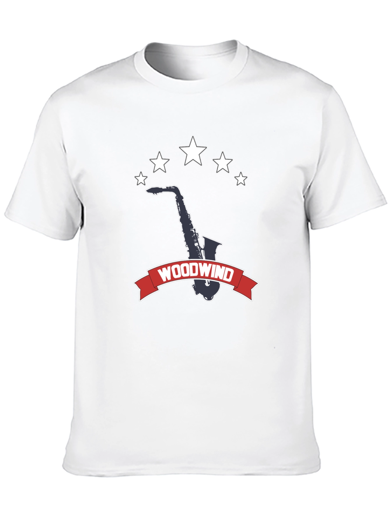 Camiseta Negra Woodwind Saxofón Estrellas