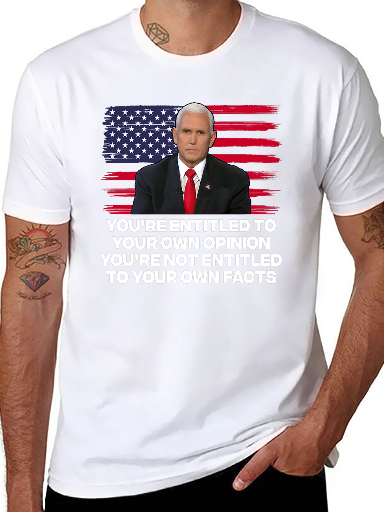 Camiseta con Diseño Pence y Bandera Americana