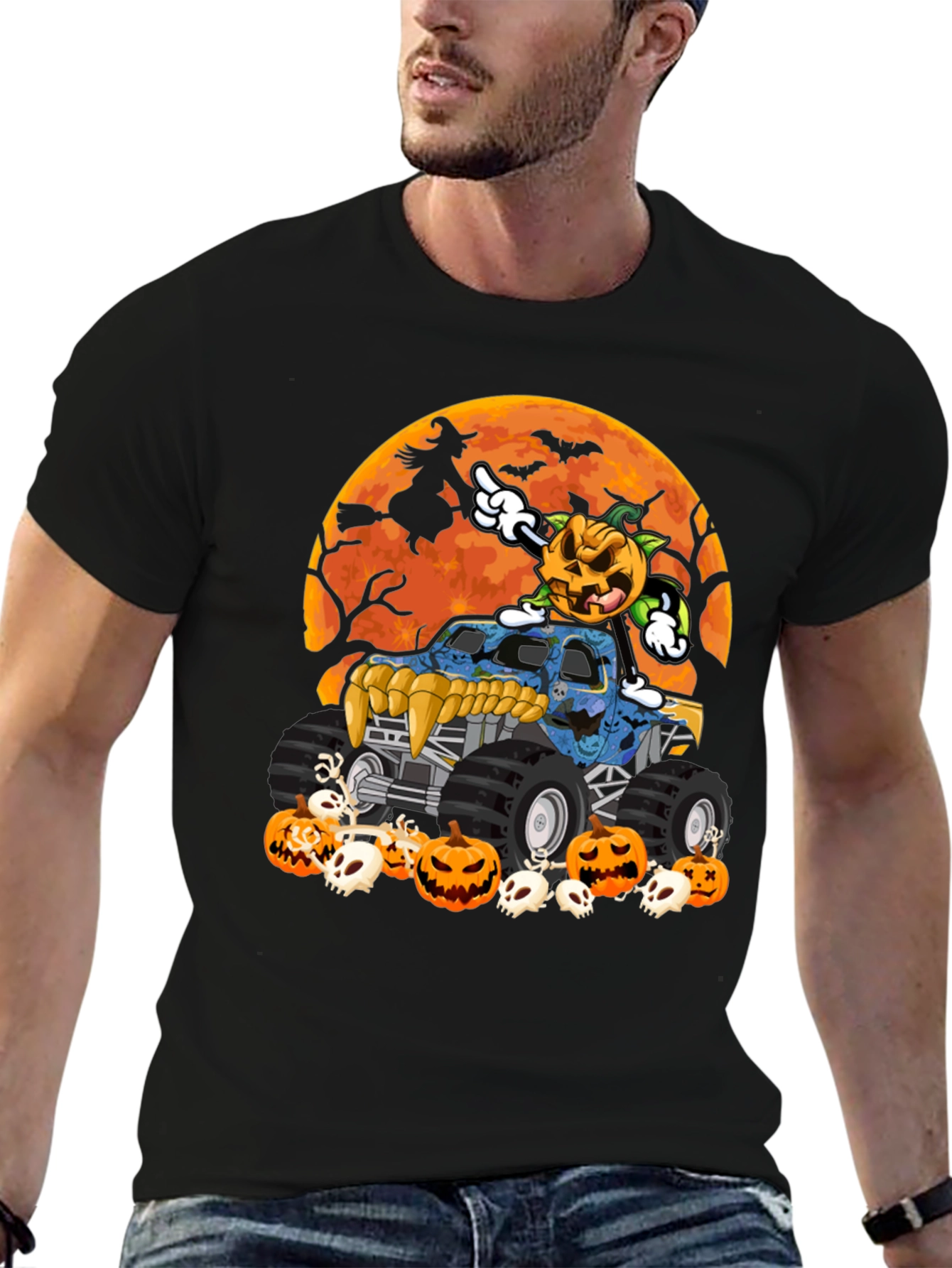 Camiseta Halloween Camión Monstruo Calabaza