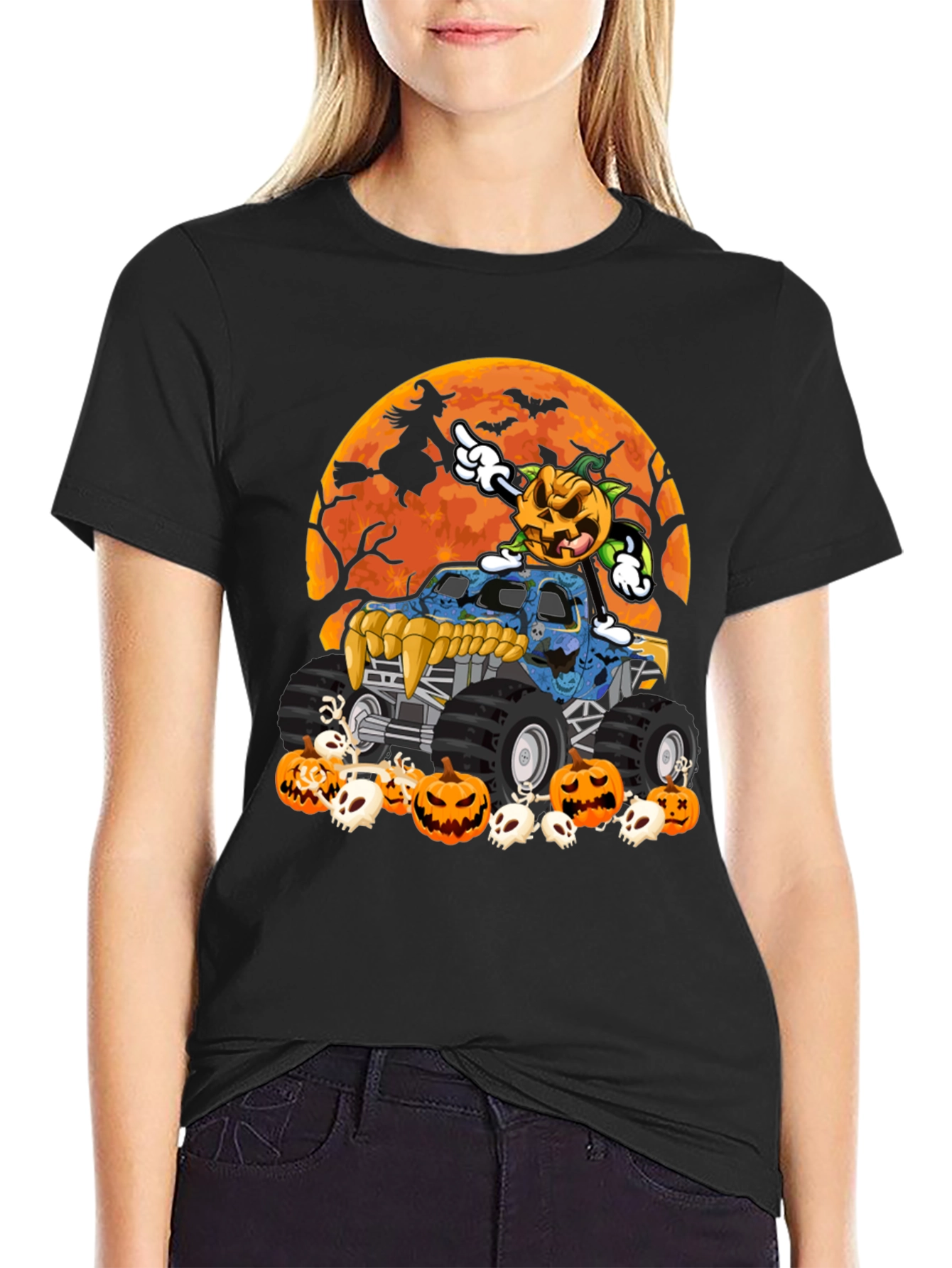Camiseta Halloween Camión Monstruo Calabaza