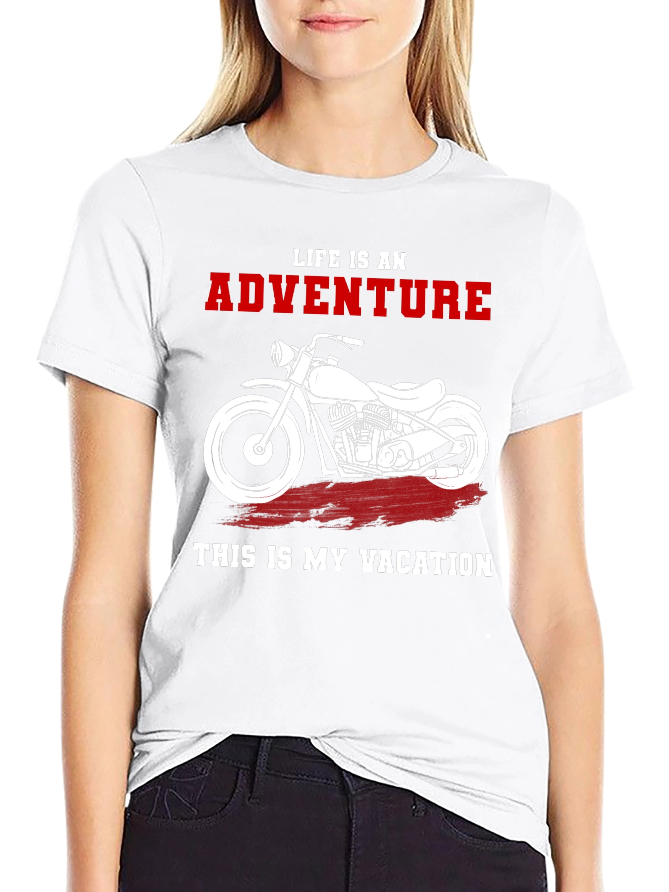 Camiseta Negra Aventura y Vacaciones Motocicleta