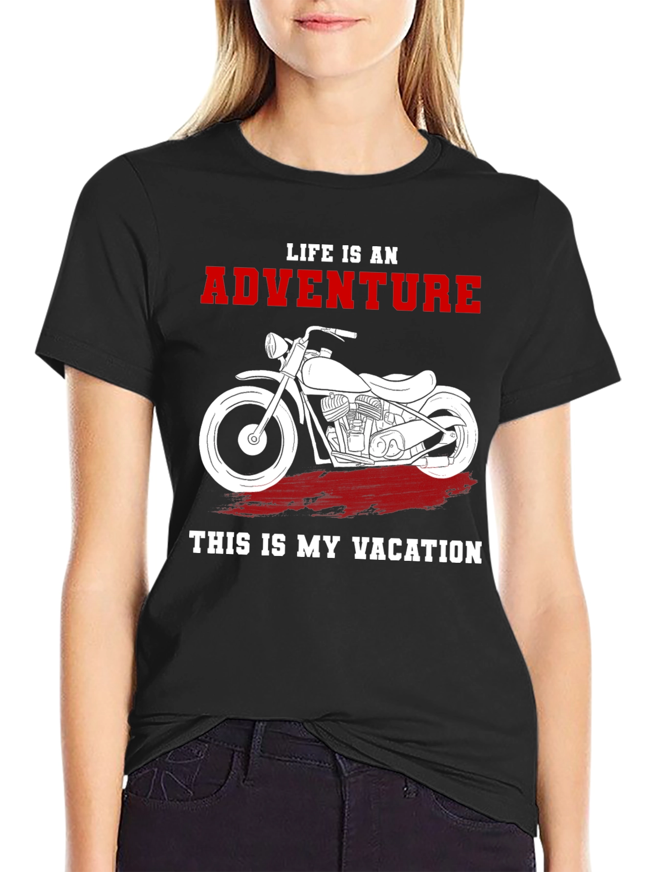 Camiseta Negra Aventura y Vacaciones Motocicleta