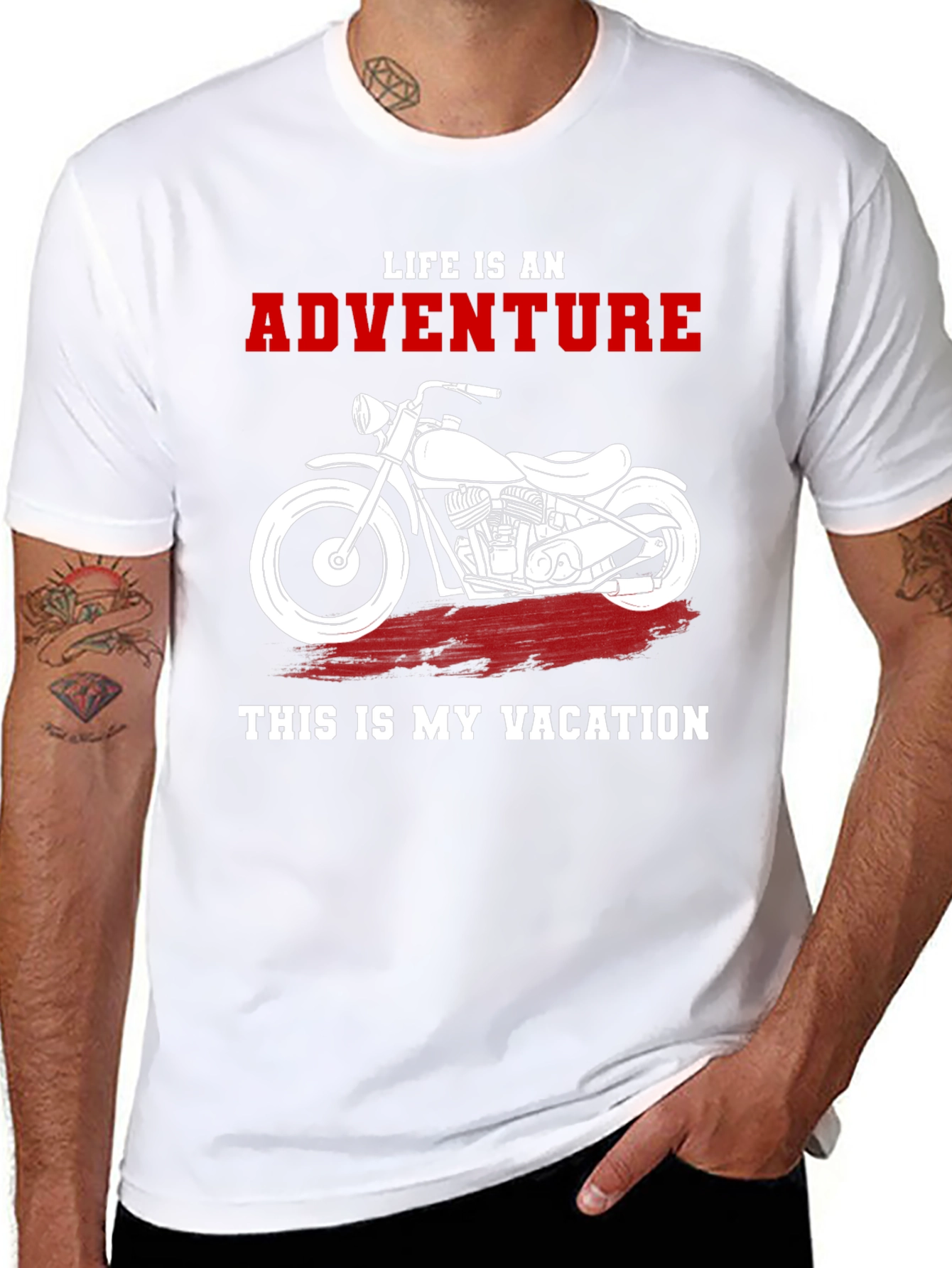 Camiseta Negra Aventura y Vacaciones Motocicleta