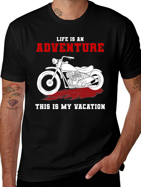 Camiseta Negra Aventura y Vacaciones Motocicleta