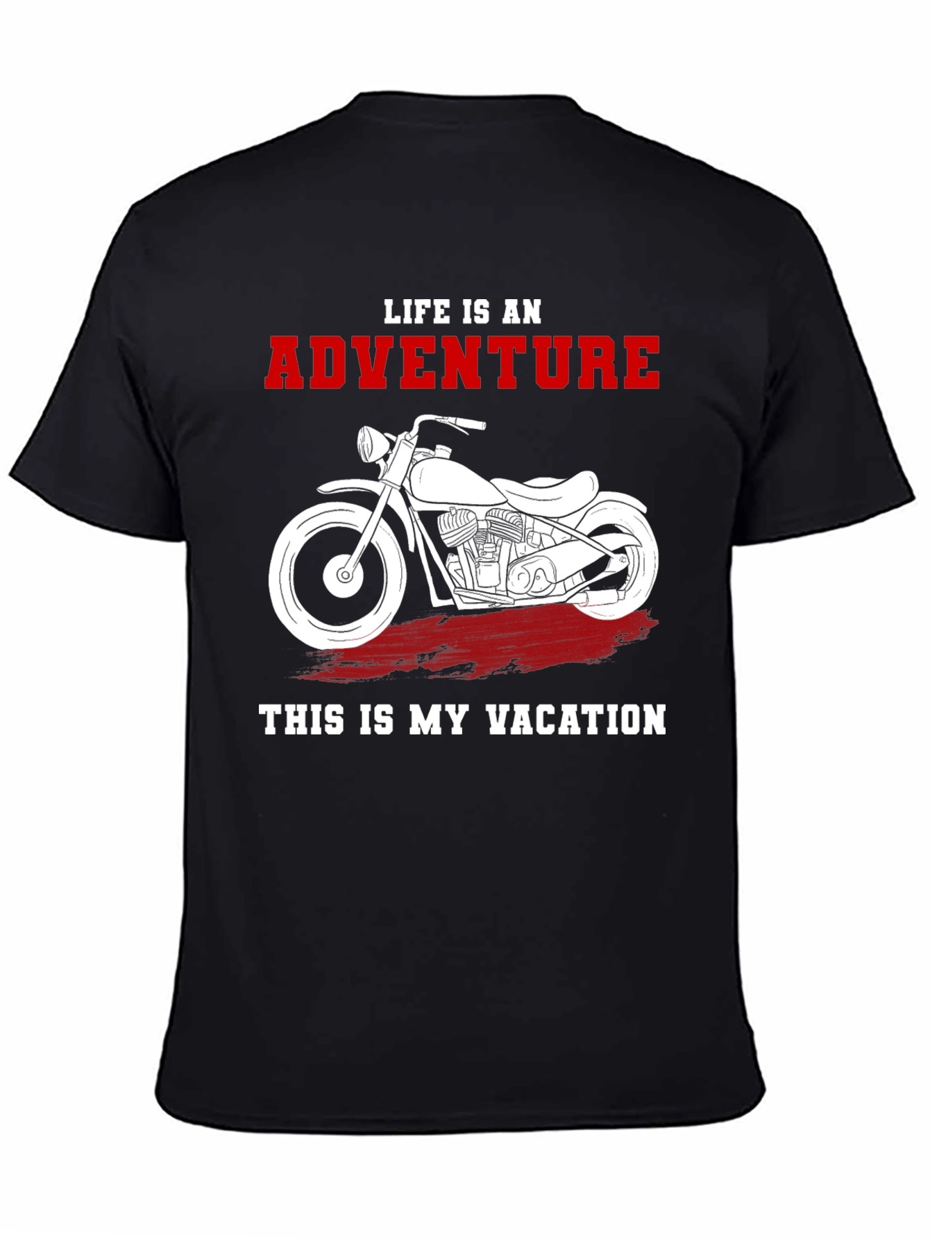 Camiseta Negra Aventura y Vacaciones Motocicleta