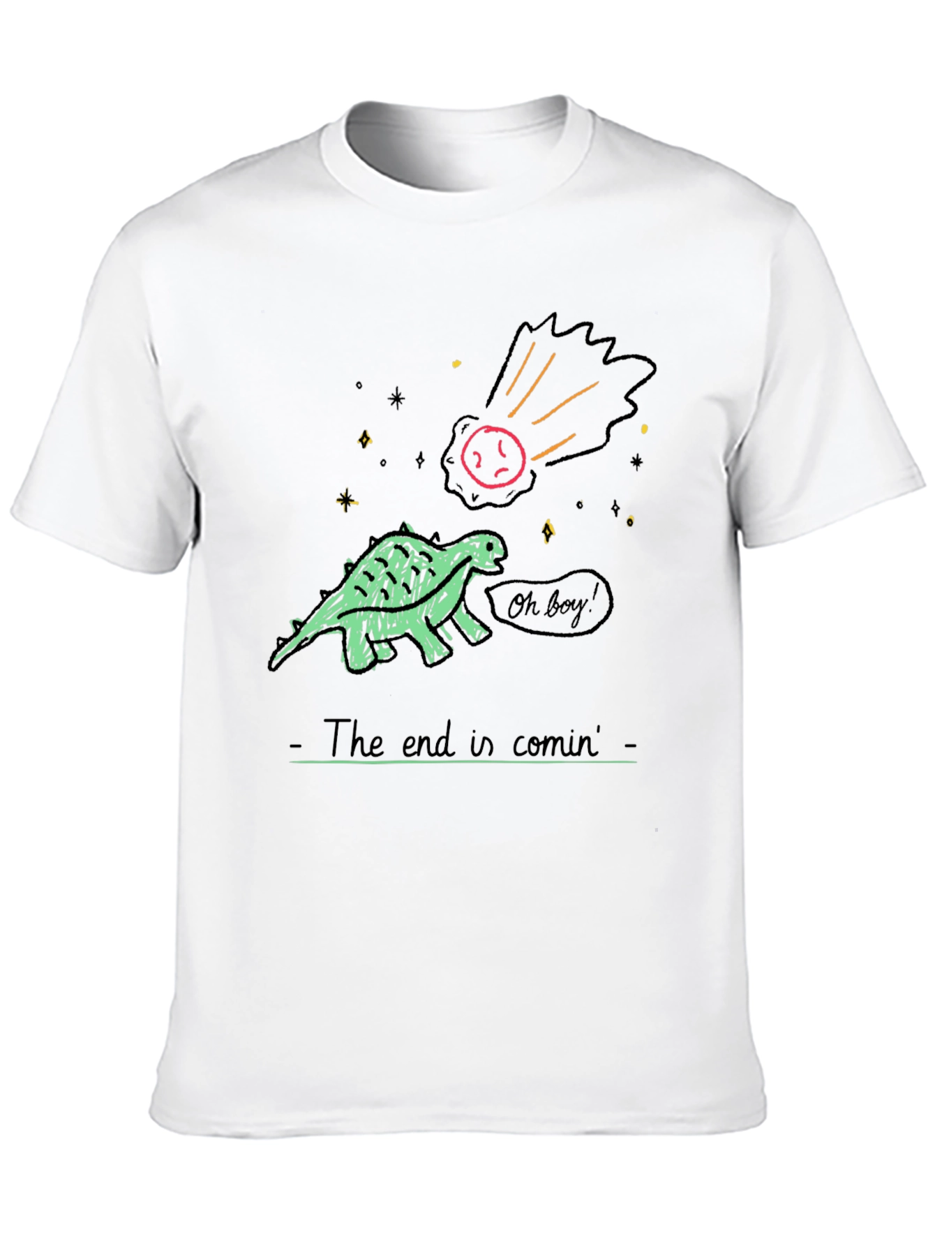 Camiseta Estampada: Dinosaurio y el Fin del Mundo