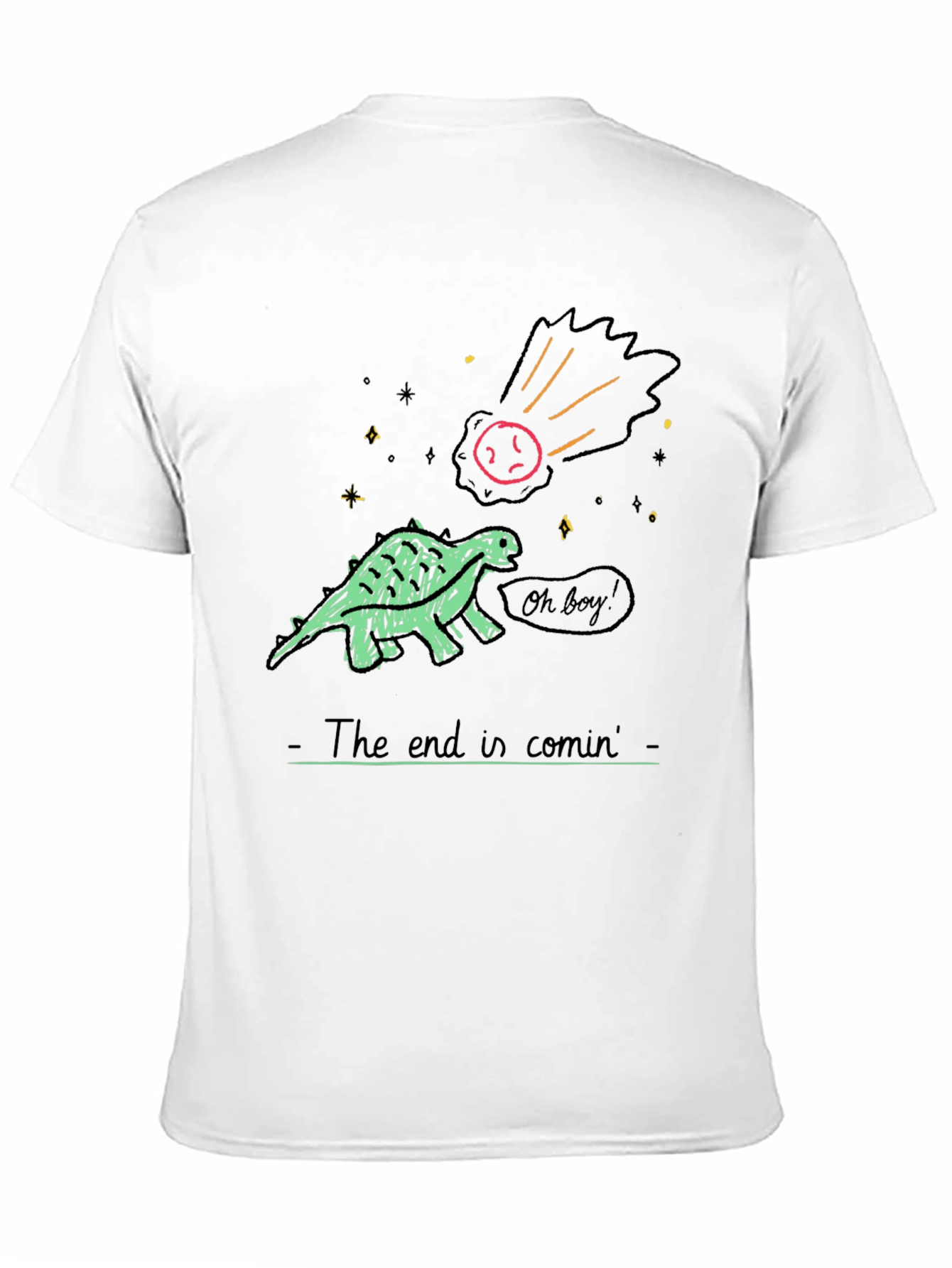 Camiseta Estampada: Dinosaurio y el Fin del Mundo