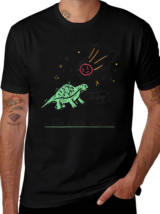 Camiseta Estampada: Dinosaurio y el Fin del Mundo
