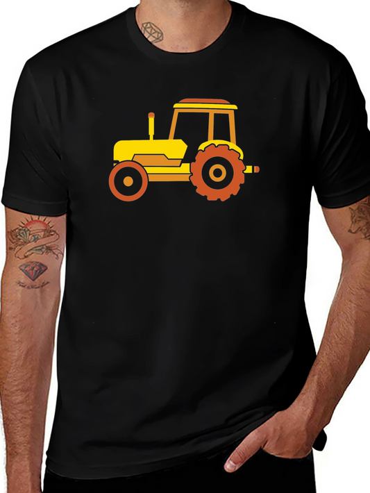 Camiseta Negra Tractor Naranja para Hombre