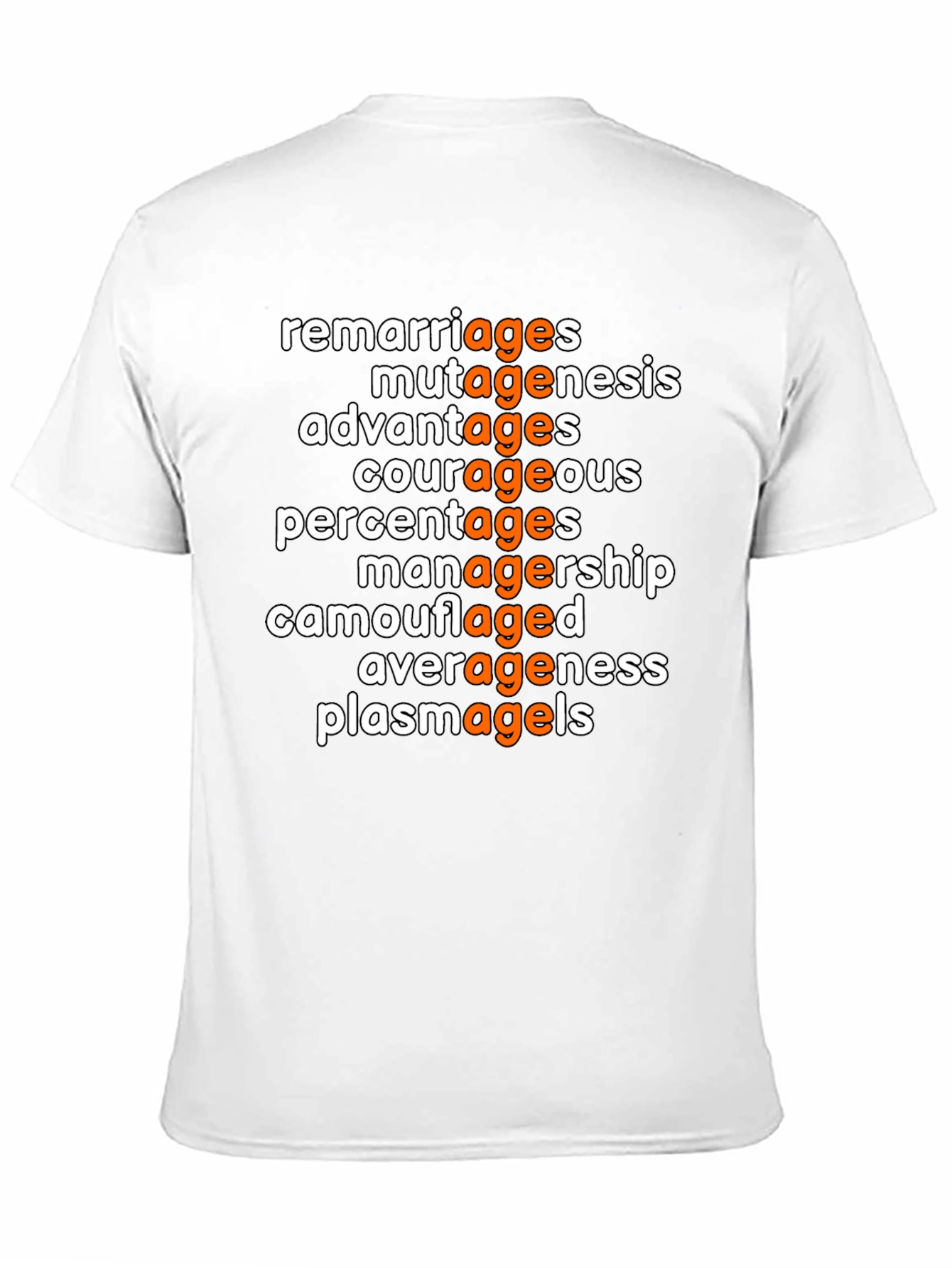 Camiseta Divertida de Humor Ages Naranja y Blanco