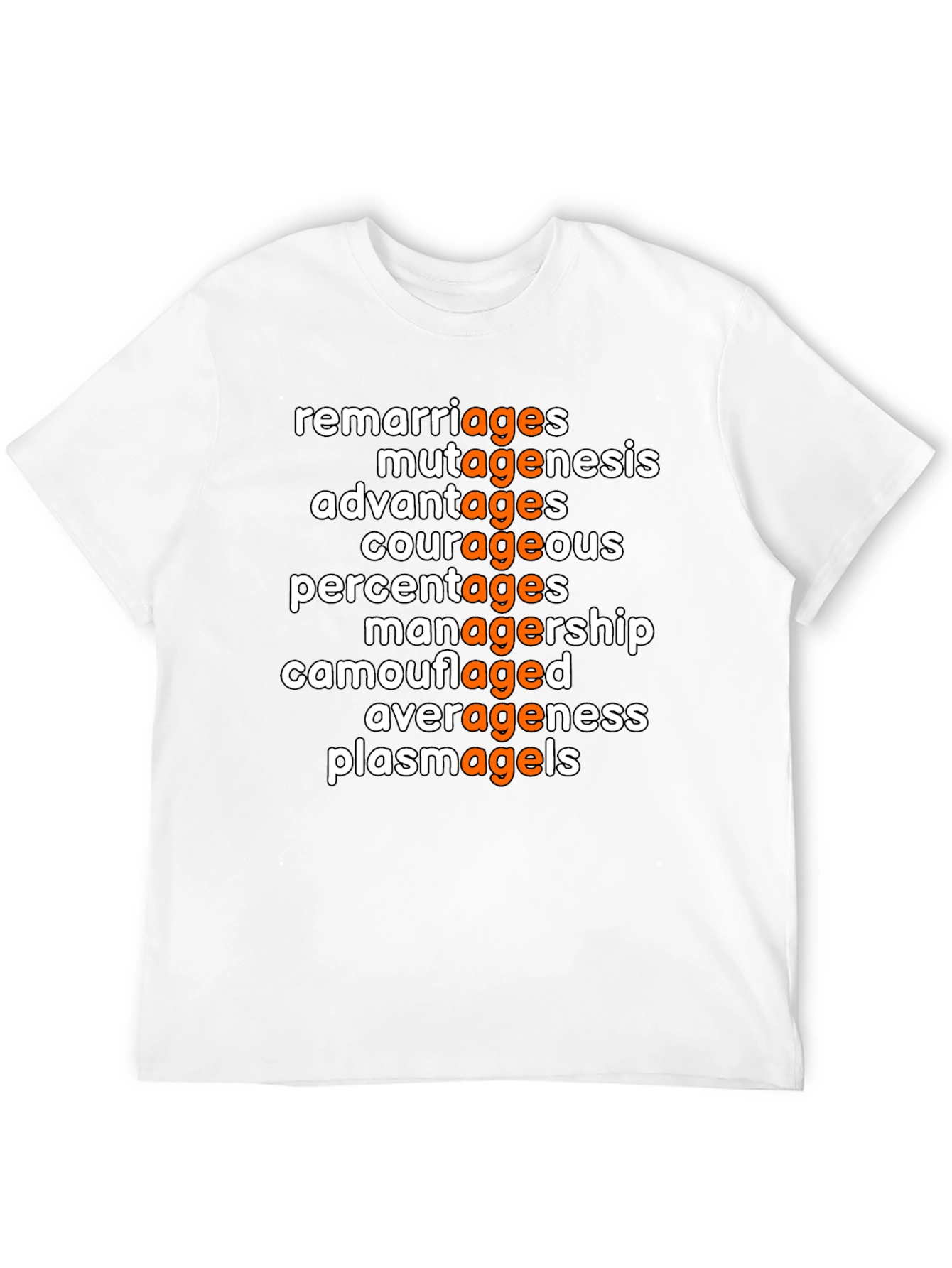 Camiseta Divertida de Humor Ages Naranja y Blanco
