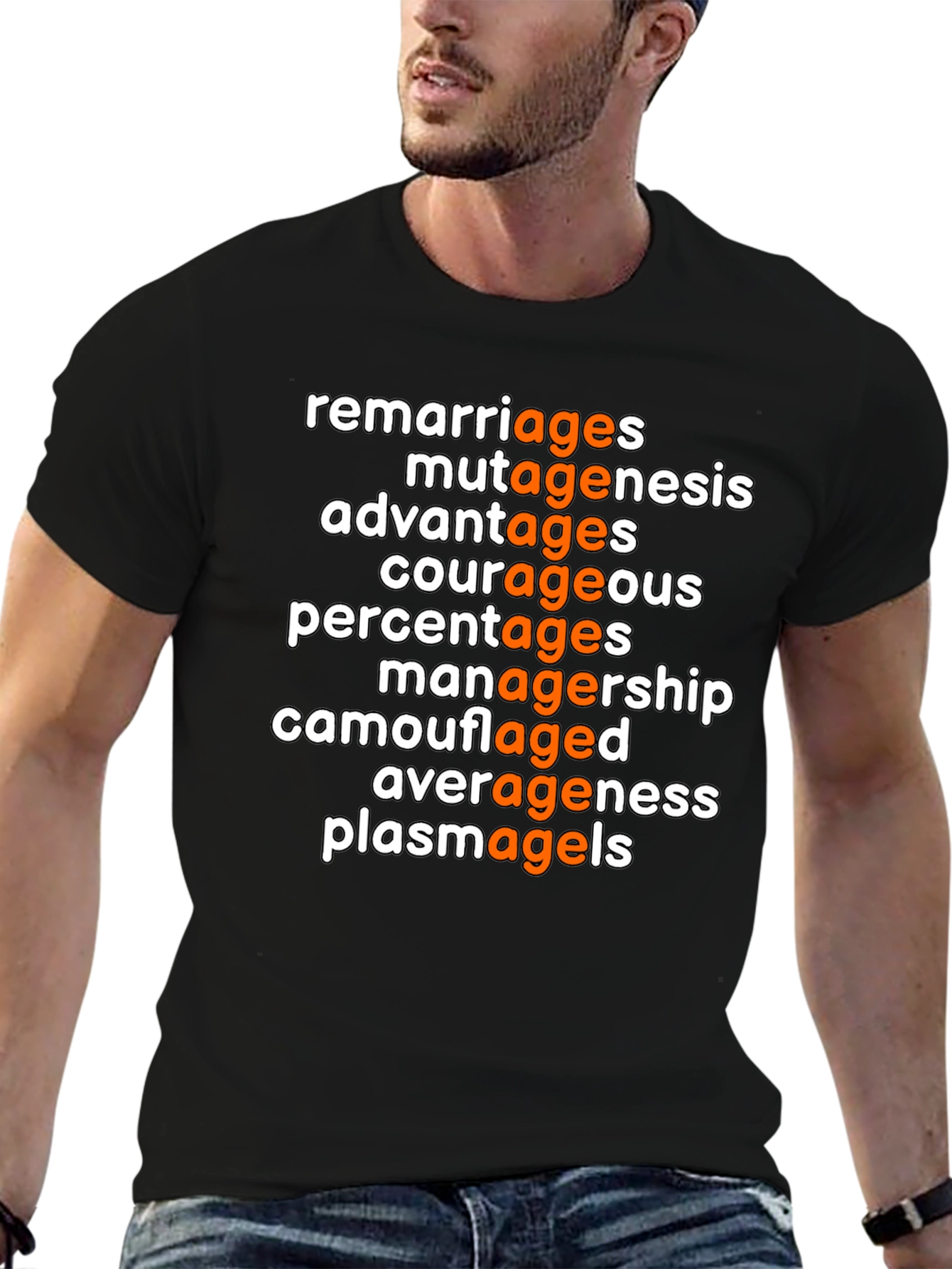 Camiseta Divertida de Humor Ages Naranja y Blanco