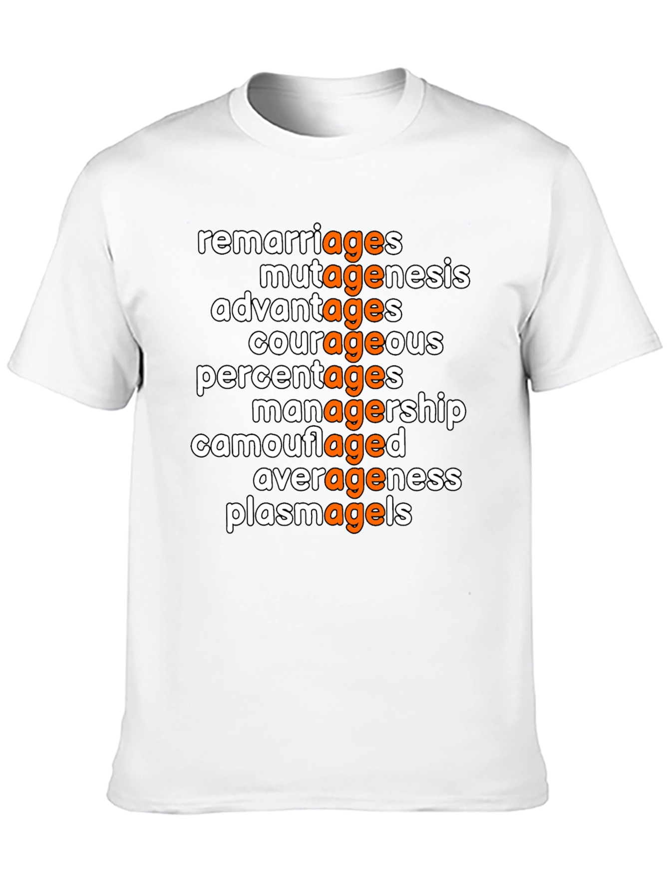 Camiseta Divertida de Humor Ages Naranja y Blanco