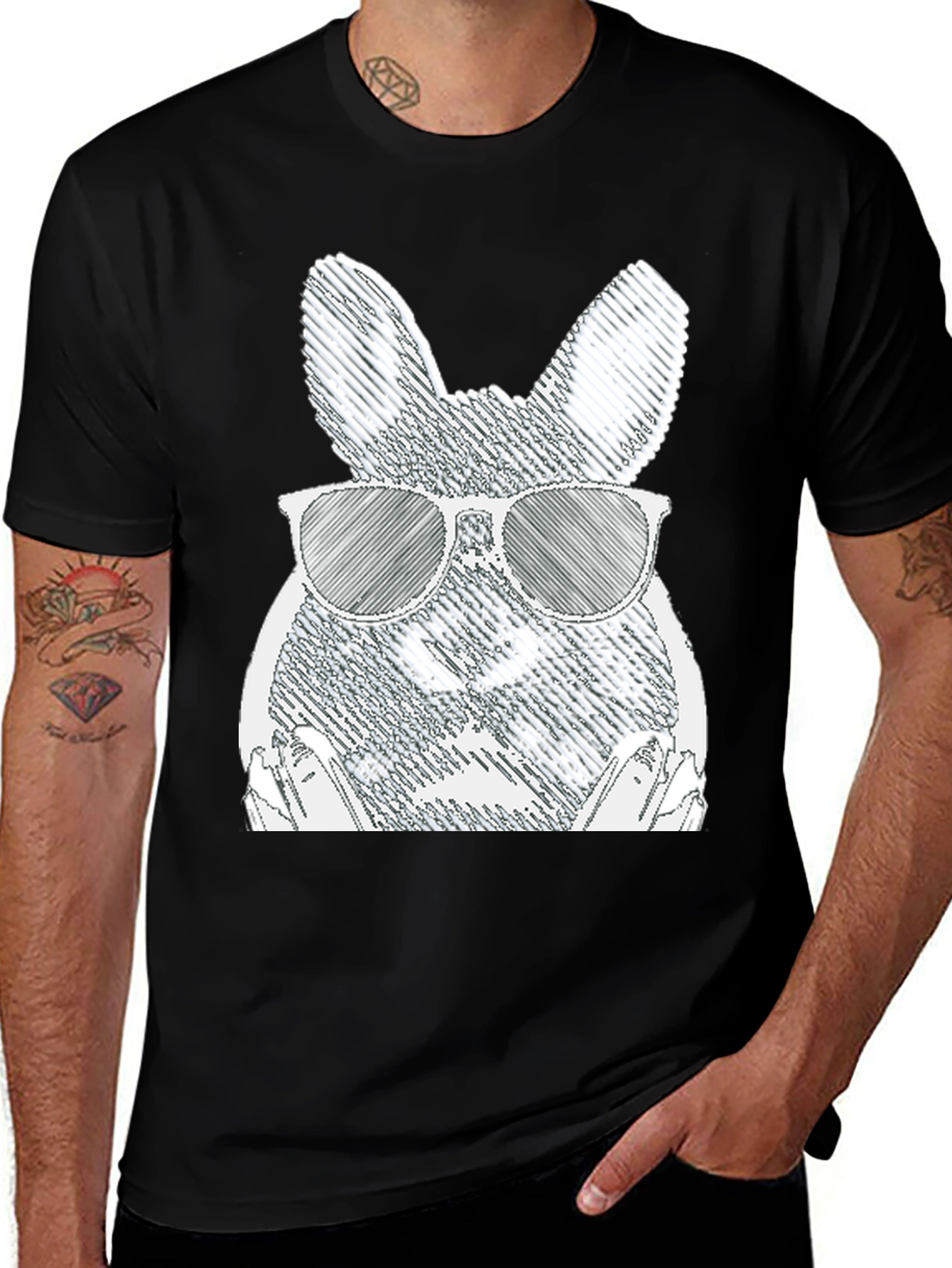 Camiseta Negra con Conejo Cool