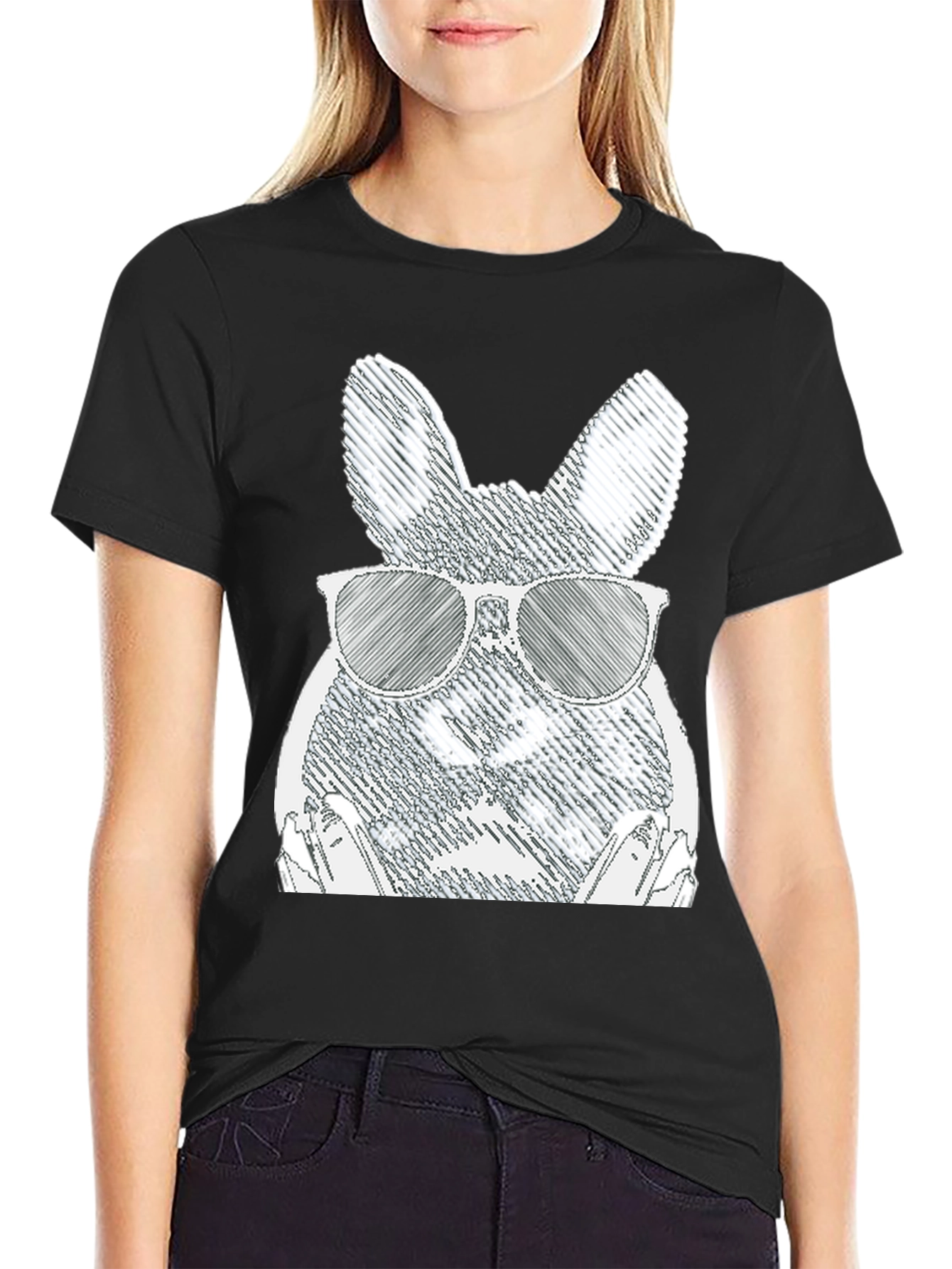 Camiseta Negra con Conejo Cool