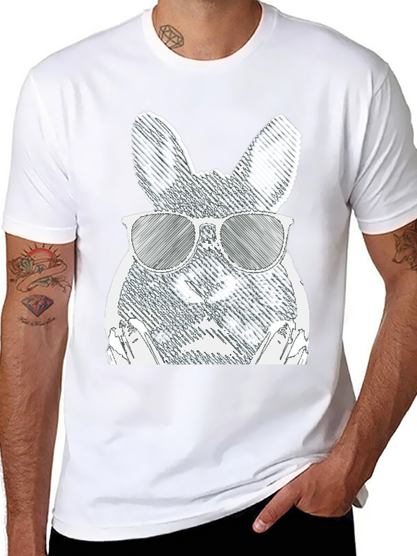Camiseta Negra con Conejo Cool