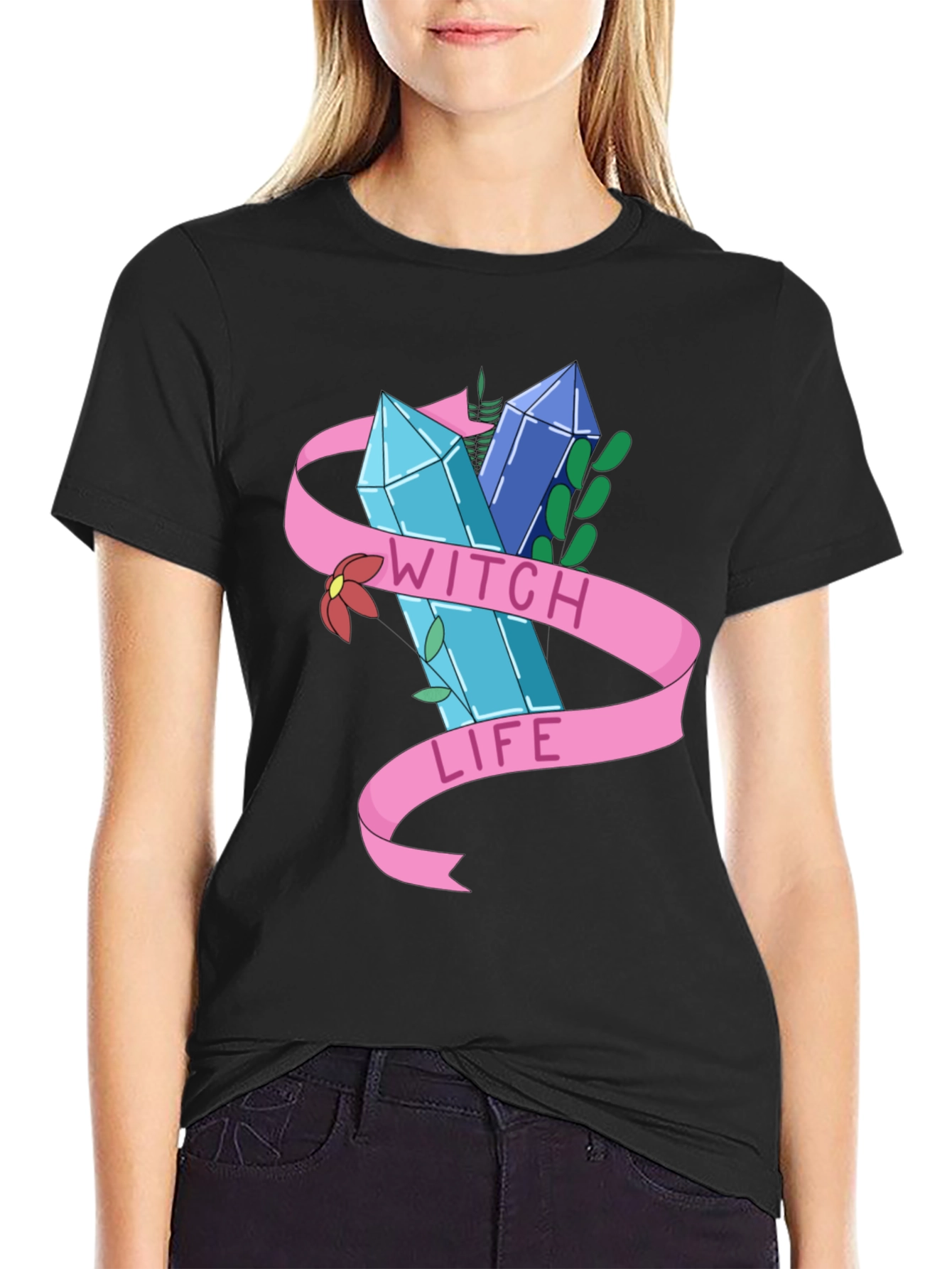 Camiseta Negra Witch Life Diseño Místico