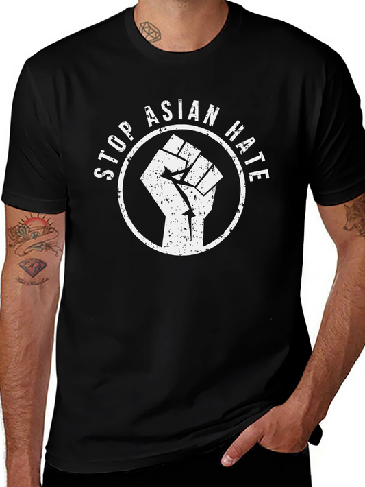 Camiseta Negra Stop Asian Hate Con Puño Alzado