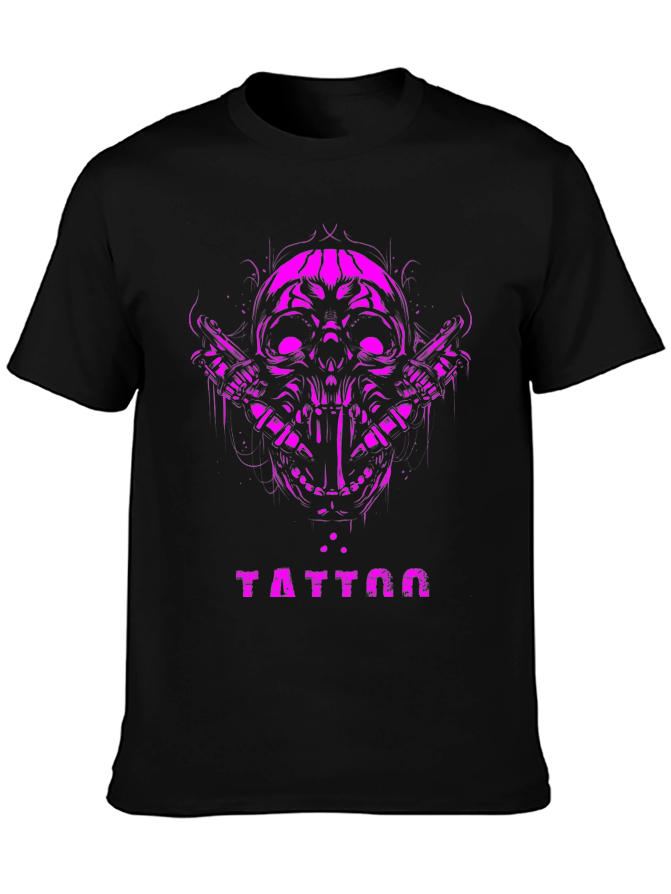 Camiseta Negra Calavera Tattoo Diseño Único