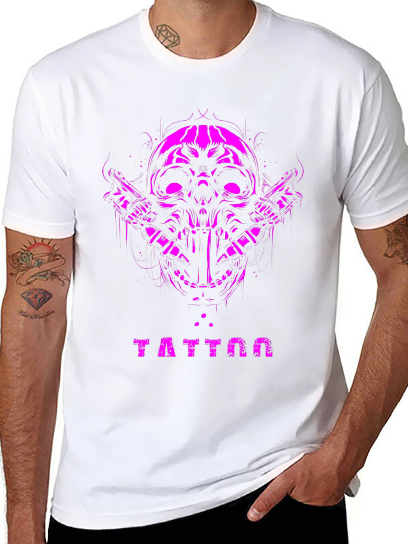 Camiseta Negra Calavera Tattoo Diseño Único
