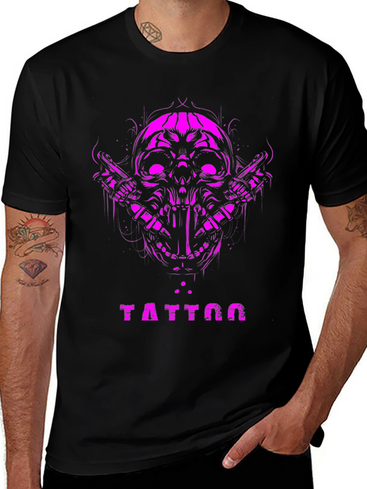 Camiseta Negra Calavera Tattoo Diseño Único