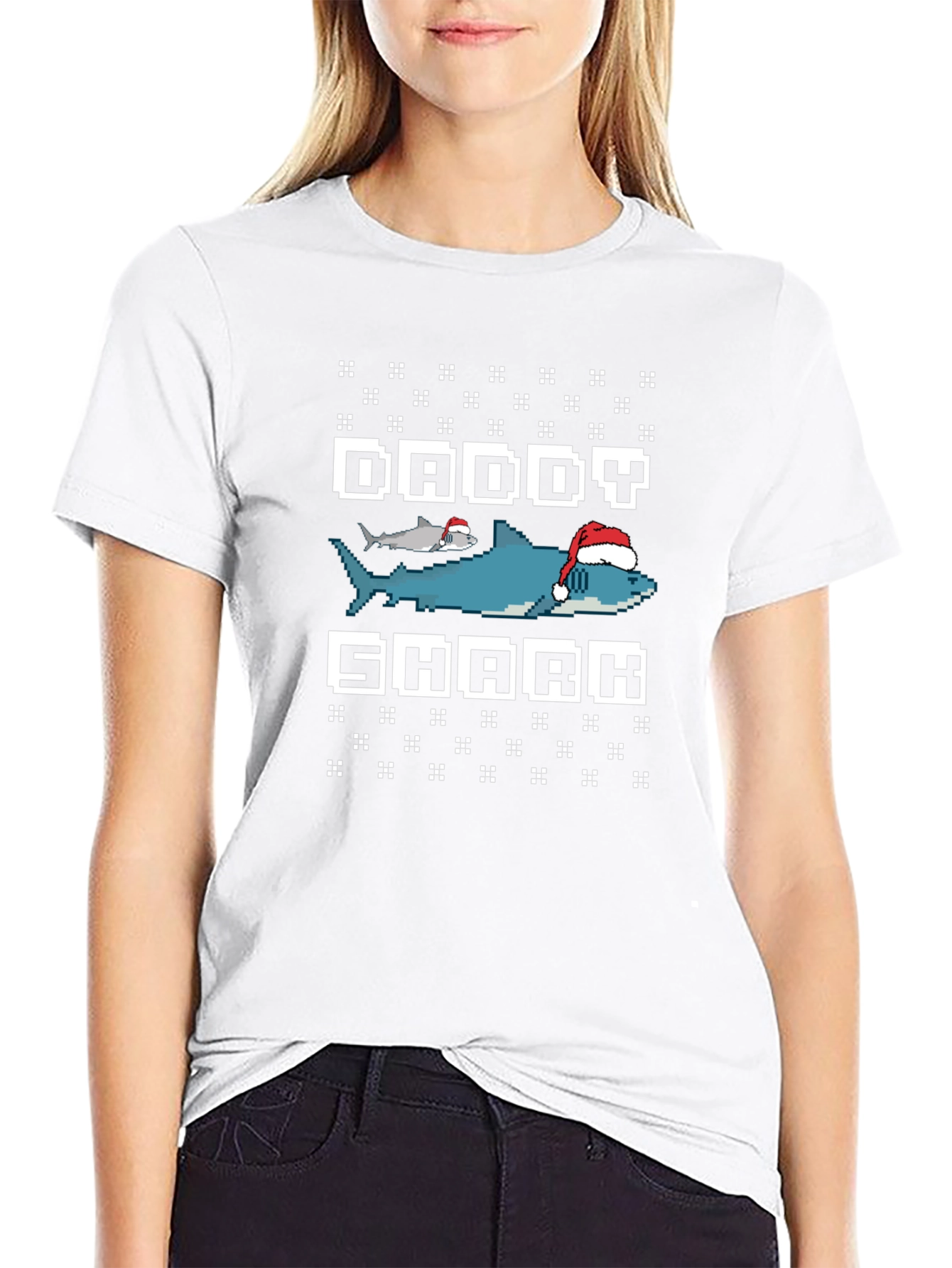 Camiseta Hombre Daddy Shark Navideña
