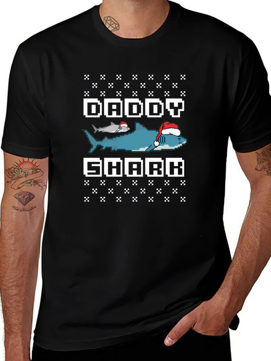 Camiseta Hombre Daddy Shark Navideña