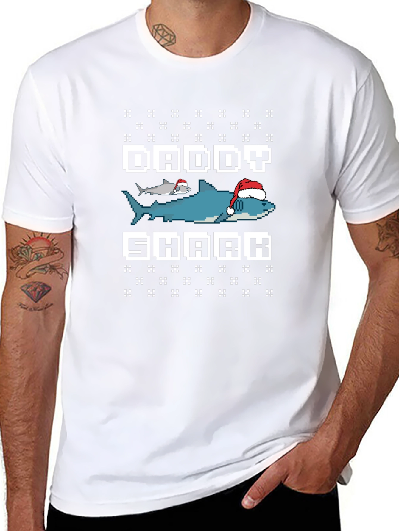 Camiseta Hombre Daddy Shark Navideña